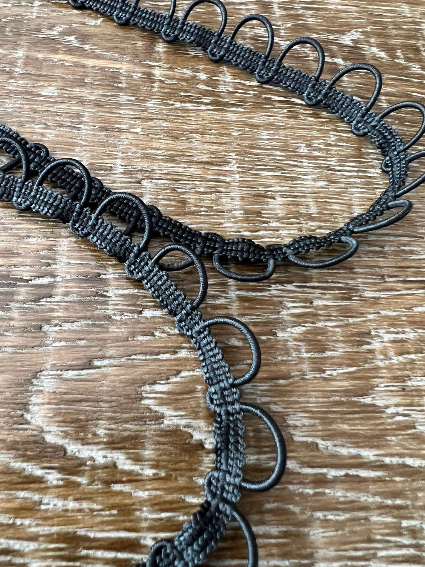 Black Button Loop Tape, Continuous or Spaced Trim