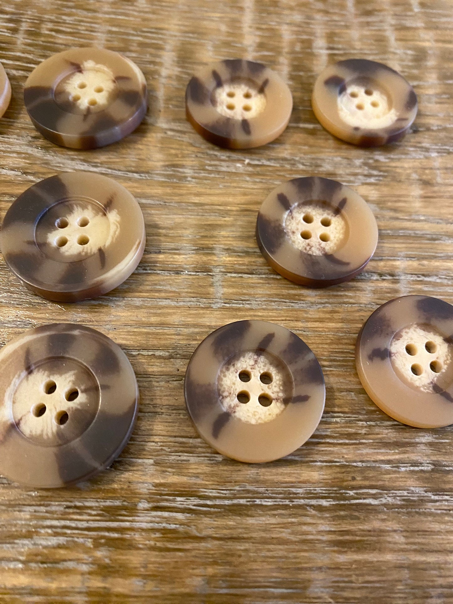 Warm Tone Mock Horn 4-Hole Buttons, 7 sizes