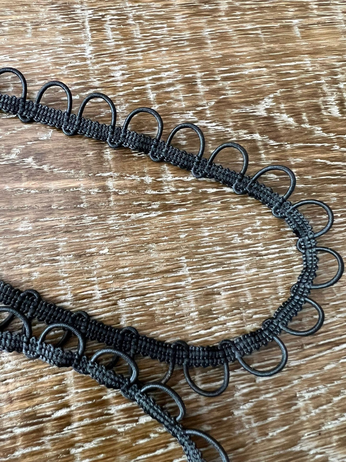 Black Button Loop Tape, Continuous or Spaced Trim