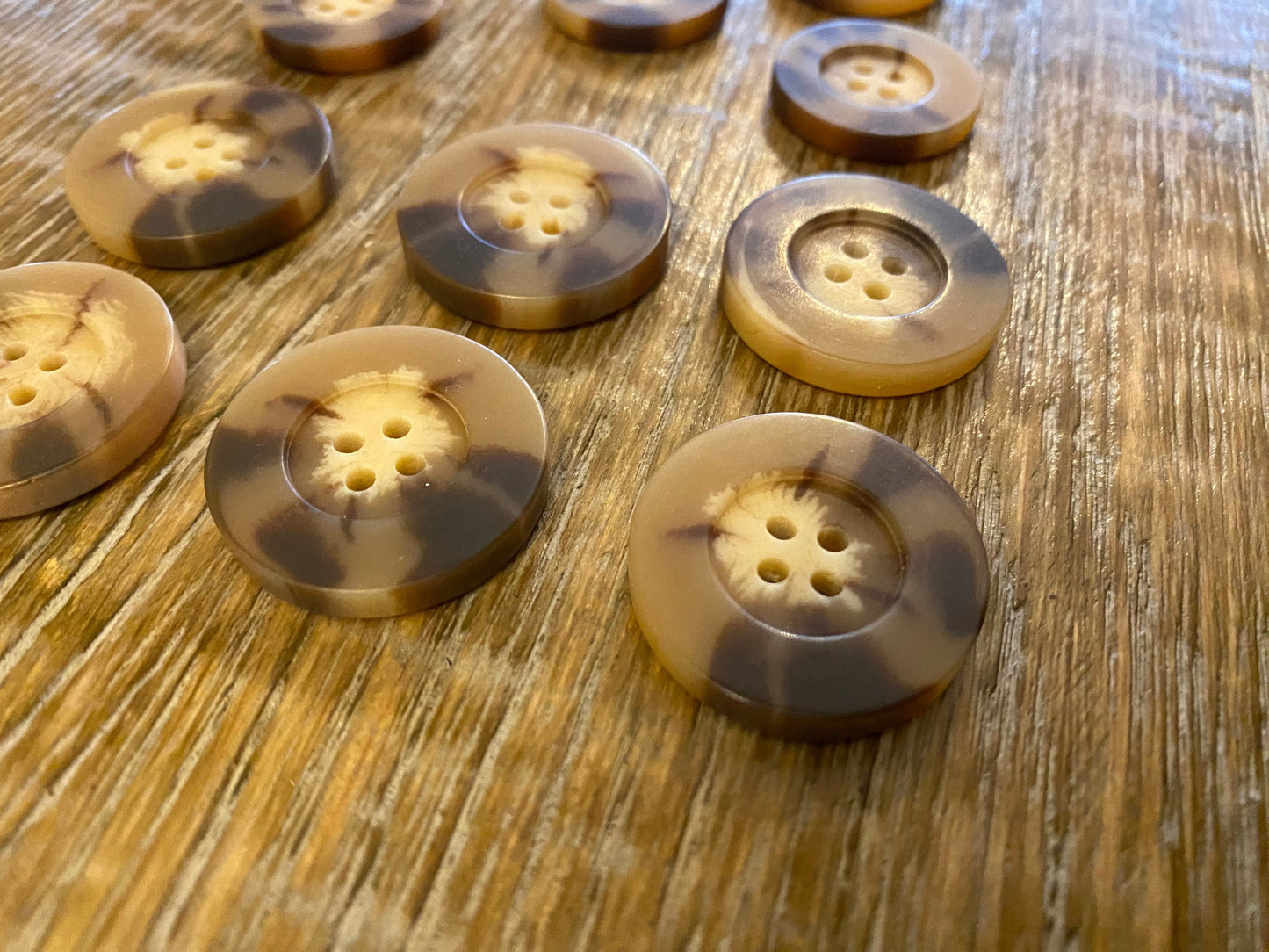 Warm Tone Mock Horn 4-Hole Buttons, 7 sizes