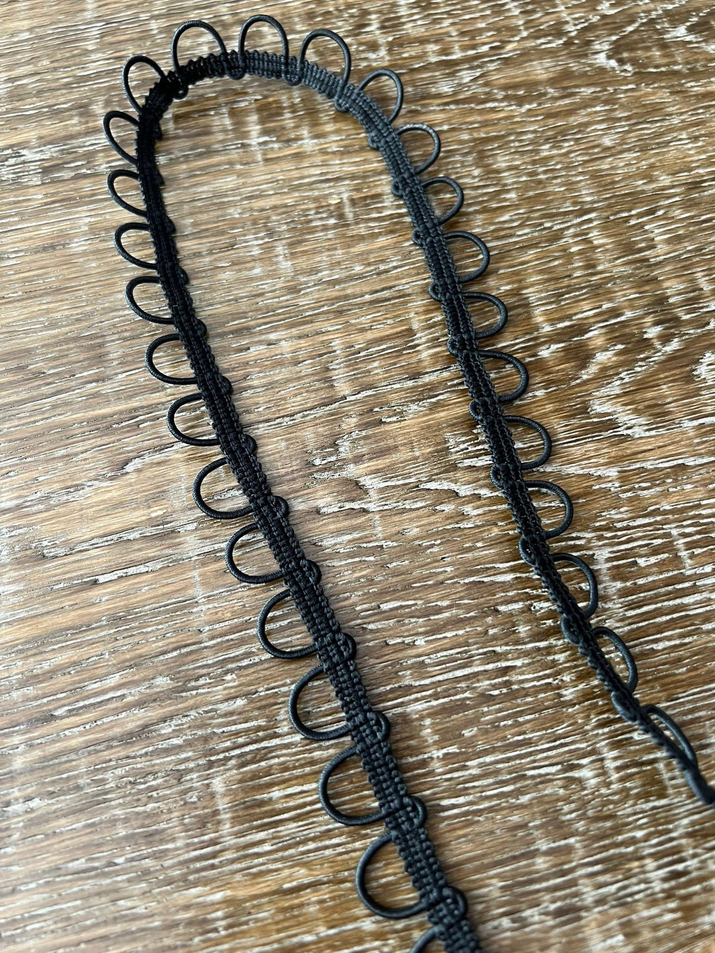 Black Button Loop Tape, Continuous or Spaced Trim