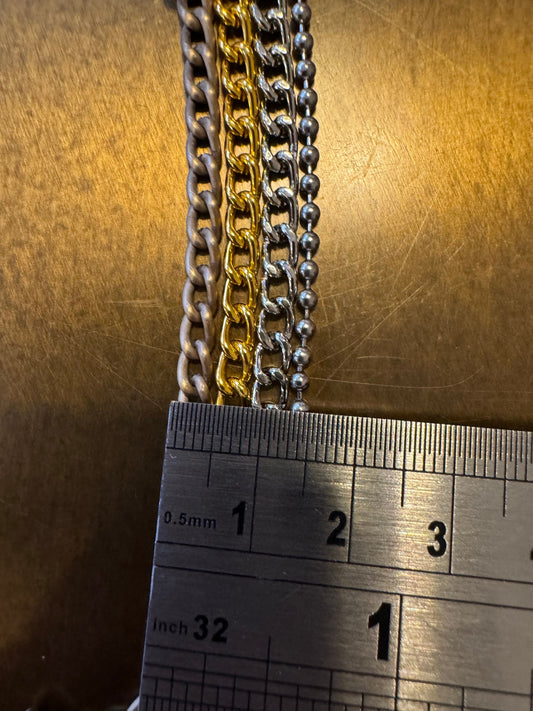 Chain, 6mm Links, Antique Brass, Silver, Gold, 2mm Ball Chain, Silver,