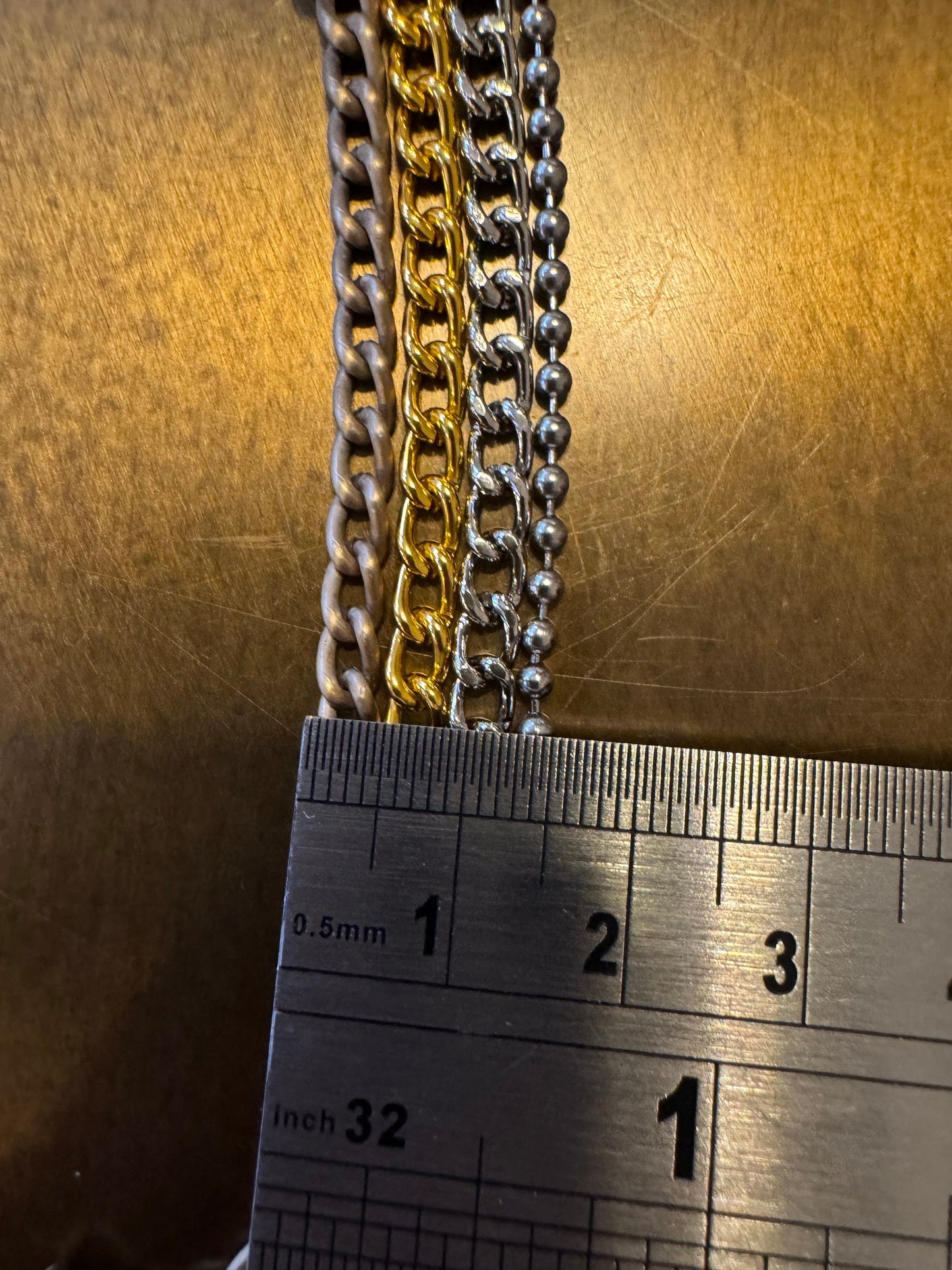 Chain, 6mm Links, Antique Brass, Silver, Gold, 2mm Ball Chain, Silver,