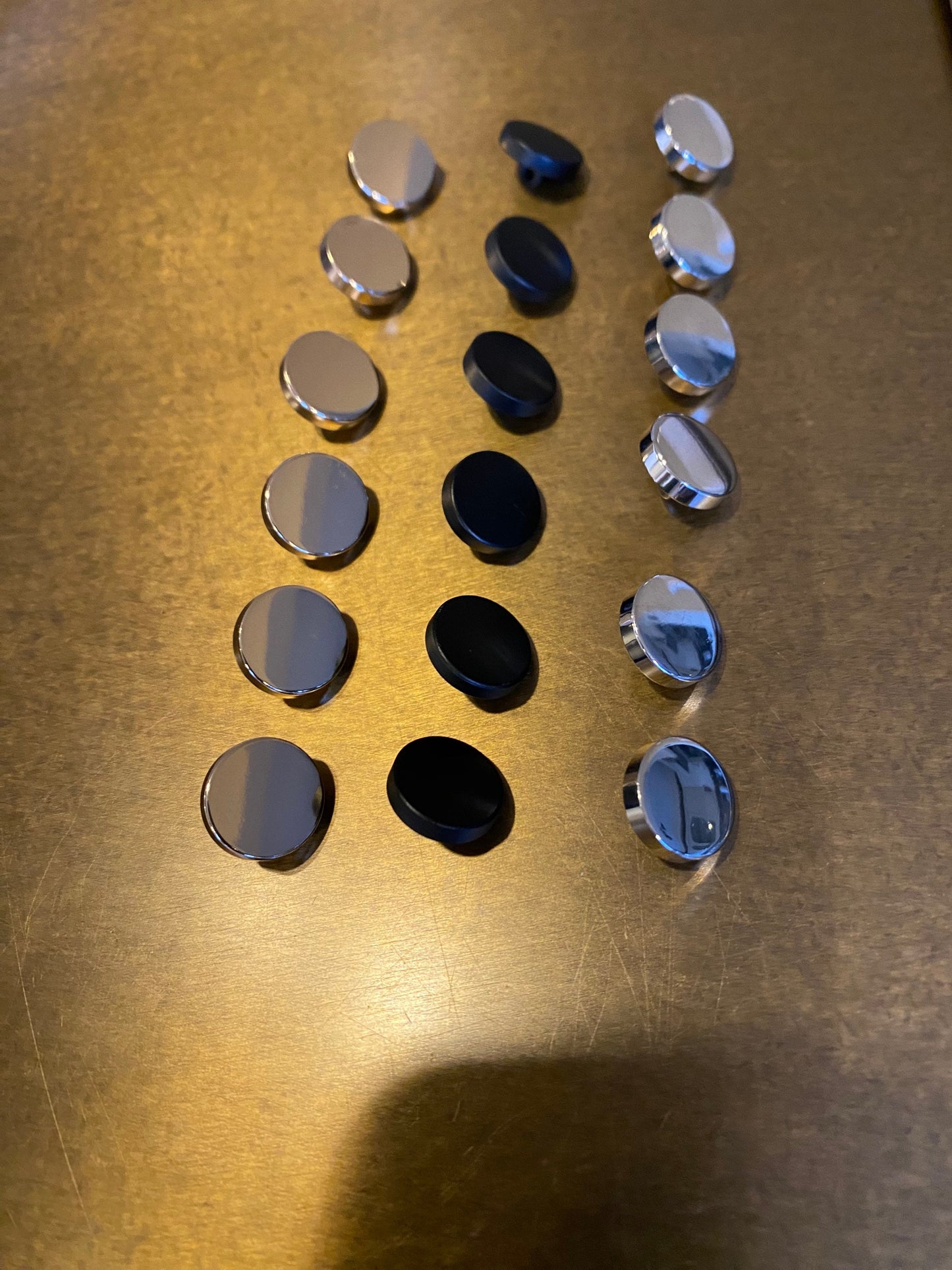 Solid Metal Buttons, Silver, Gold, Matte Black (6pc, 11.5mm)