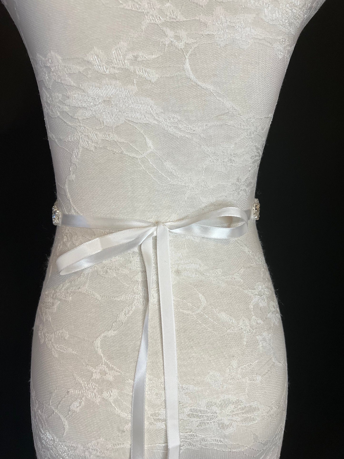 Crystal Pearl Rhinestone Wedding Belt, Silver Bridal Sash