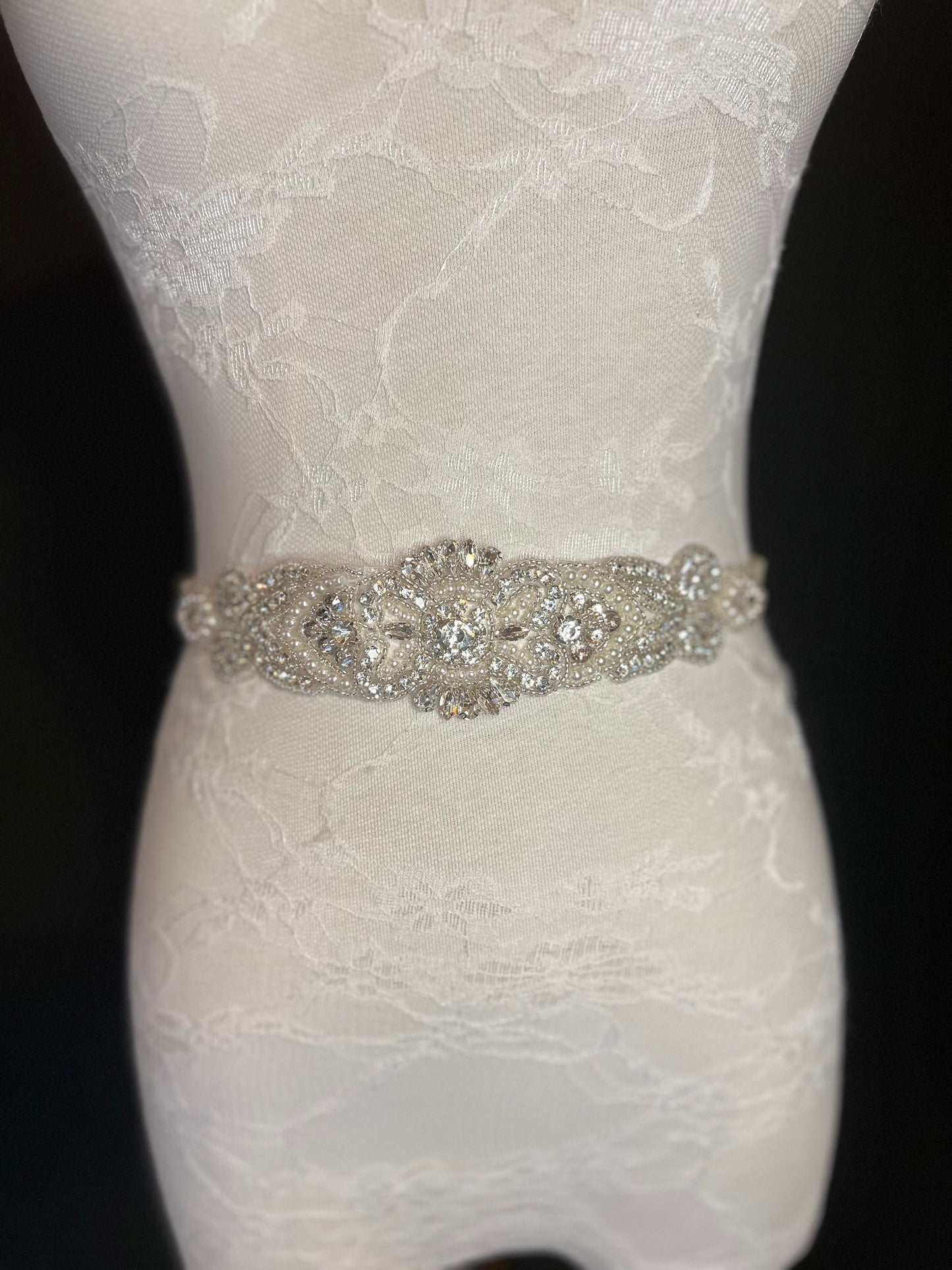 Wedding Belt, Bridal Belt, Sash Belt, Crystal Rhinestone, Ivory Ribbon