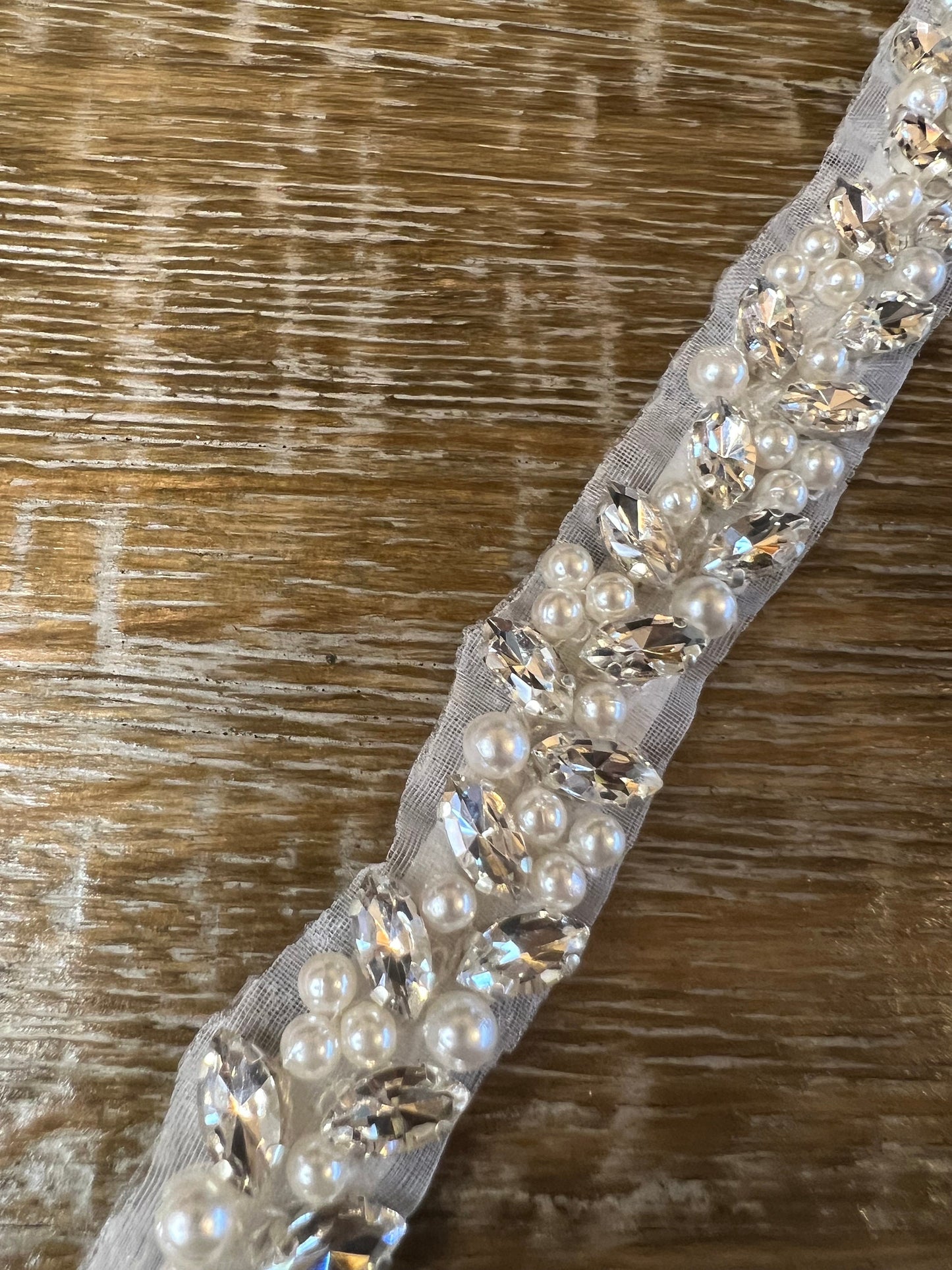 Crystal Pearl Rhinestone Wedding Belt, Silver Bridal Sash