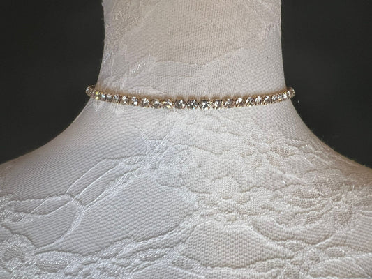 Choker Rhinestone, Choker Rhinestone Necklace, 4mm Diamanté Rhinestones, High Quality, Handmade, Gold, Silver, FAN Design Fashion Accessory