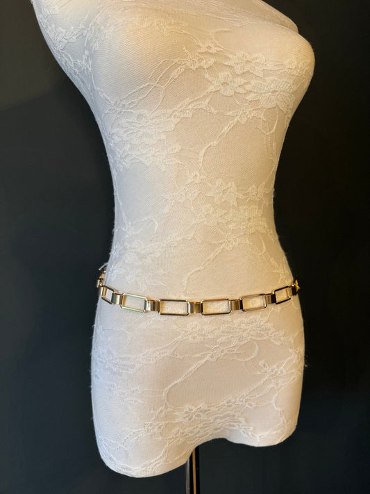 X-Long Belt, Metal Rectangle Ring Chain Belt, Gold Chain Belt,, Fashion Belt, Gift, Quality Belt, Accessory, Gold Belt, Swimwear, Dress Belt
