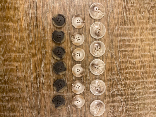 Buttons, Mock Horn Buttons, 4 Hole, Sewing Buttons, Crafts, 40L, 36L
