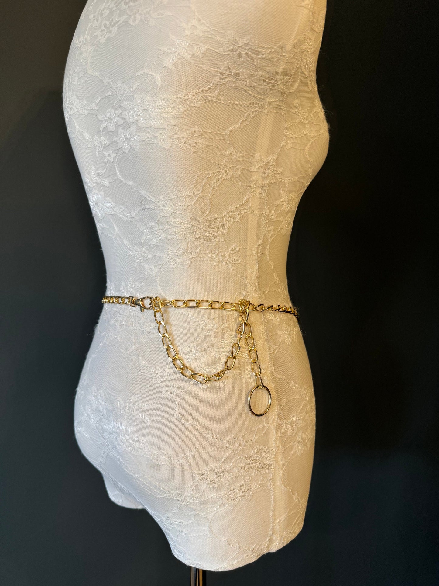 X-Long Belt, Metal Cat Shaped Chain Belt, Gold Chain Belt, Cat Suit Belt, Beads, Fashion Belt, Gift, Quality Belt, Costume Accessory