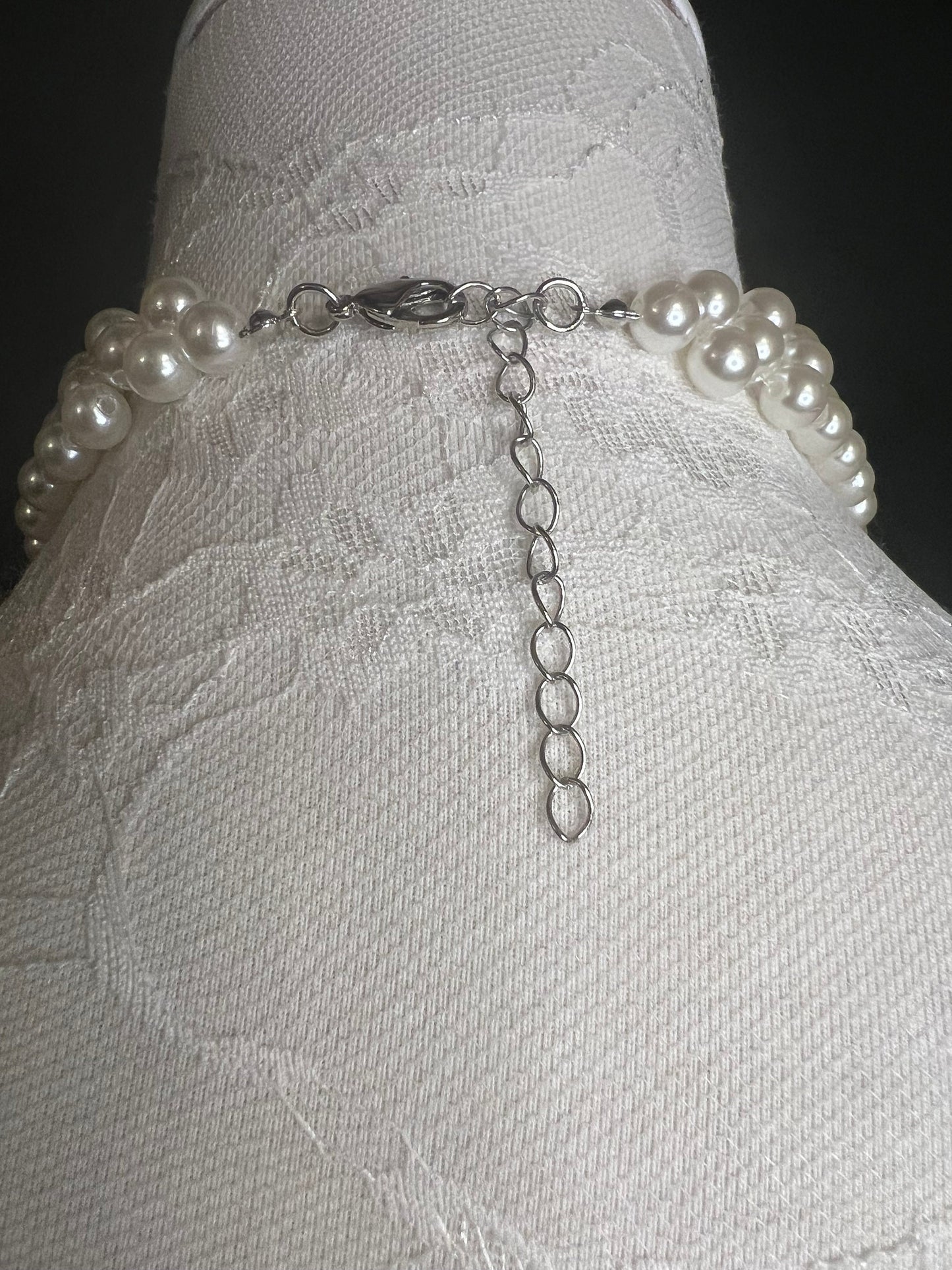 Handmade Beaded Pearl Necklace and Earring Set - Ivory