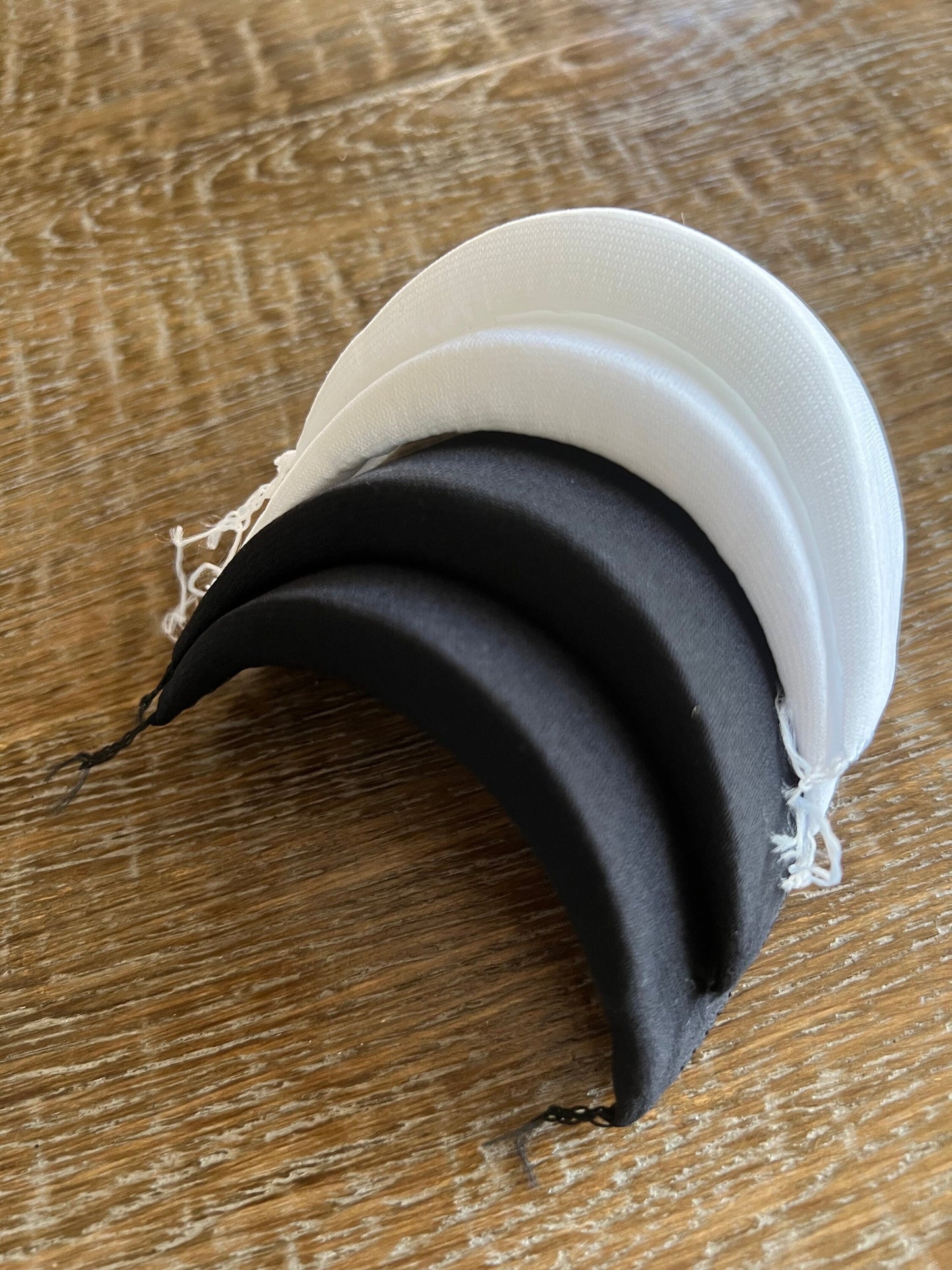 1pair of Covered Foam Shoulder Pads, Black, Cream, Medium 14cm x 9cm, 12mm Thickness, Comfortable Quality Shoulder pads