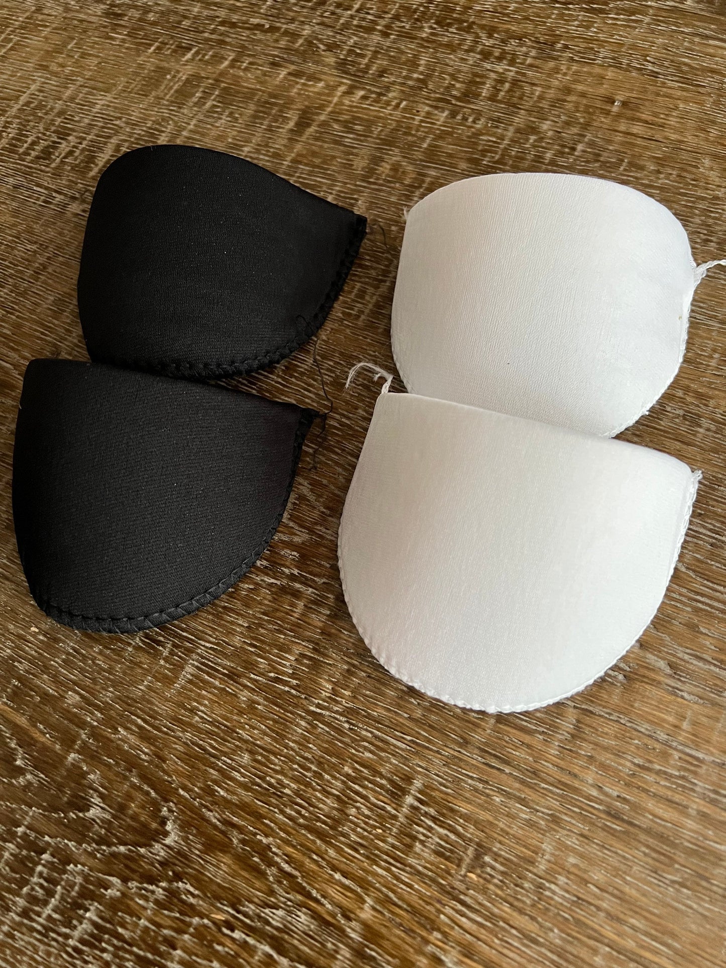 Covered Foam Shoulder Pads, Medium 14cm x 9cm, 12mm Thickness, Black & Cream, Handmade in UK