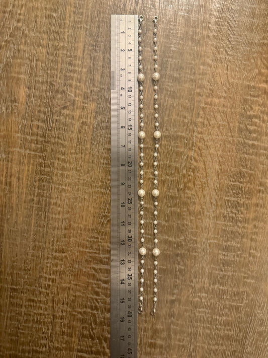 Pearl Metal Chain Straps, Quality Pearl Chain Straps, Shoulder Straps, 100+ sizes, Bra Straps, Chain, Tops, Swimwear, Silver Pearl