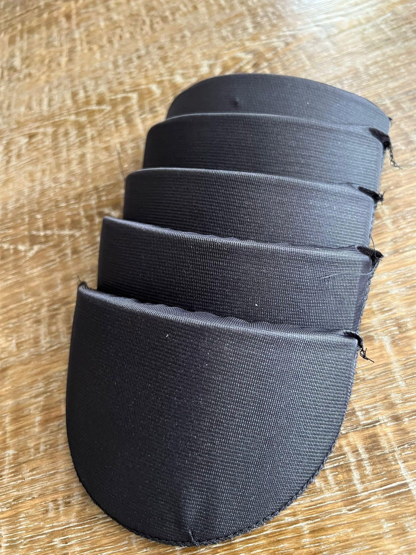 Covered Foam Shoulder Pads, Medium 14cm x 9cm, 12mm Thickness, Black & Cream, Handmade in UK