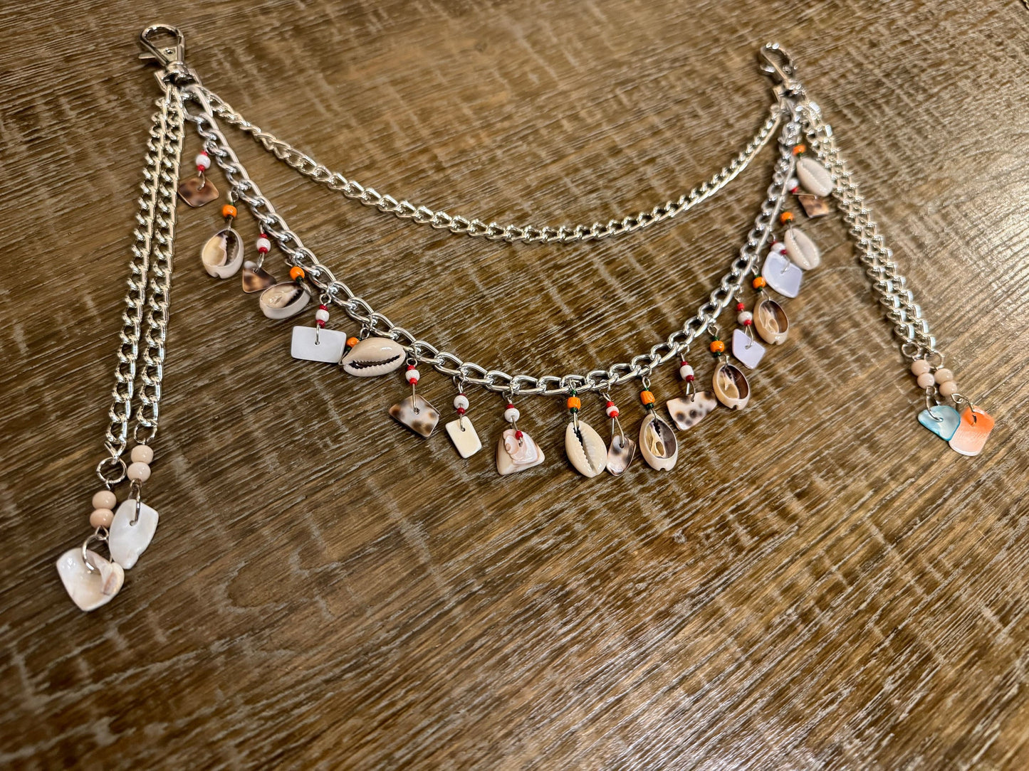 Shell Jeans Chain, Silver Layered Beachwear Chain