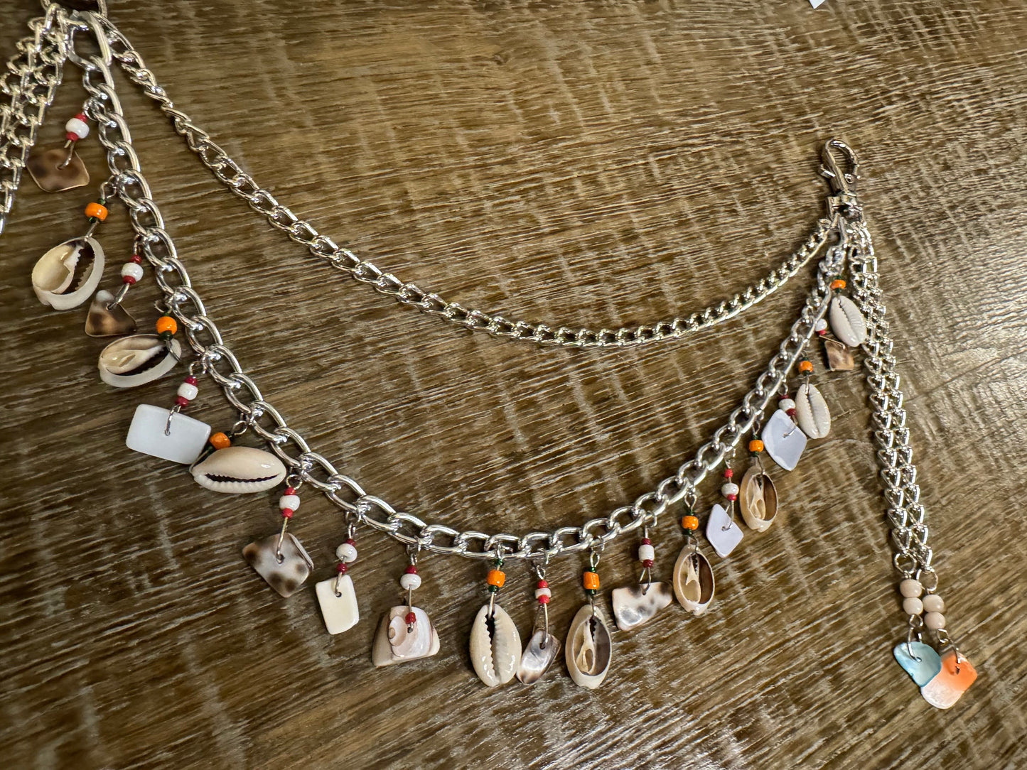 Shell Jeans Chain, Silver Layered Beachwear Chain