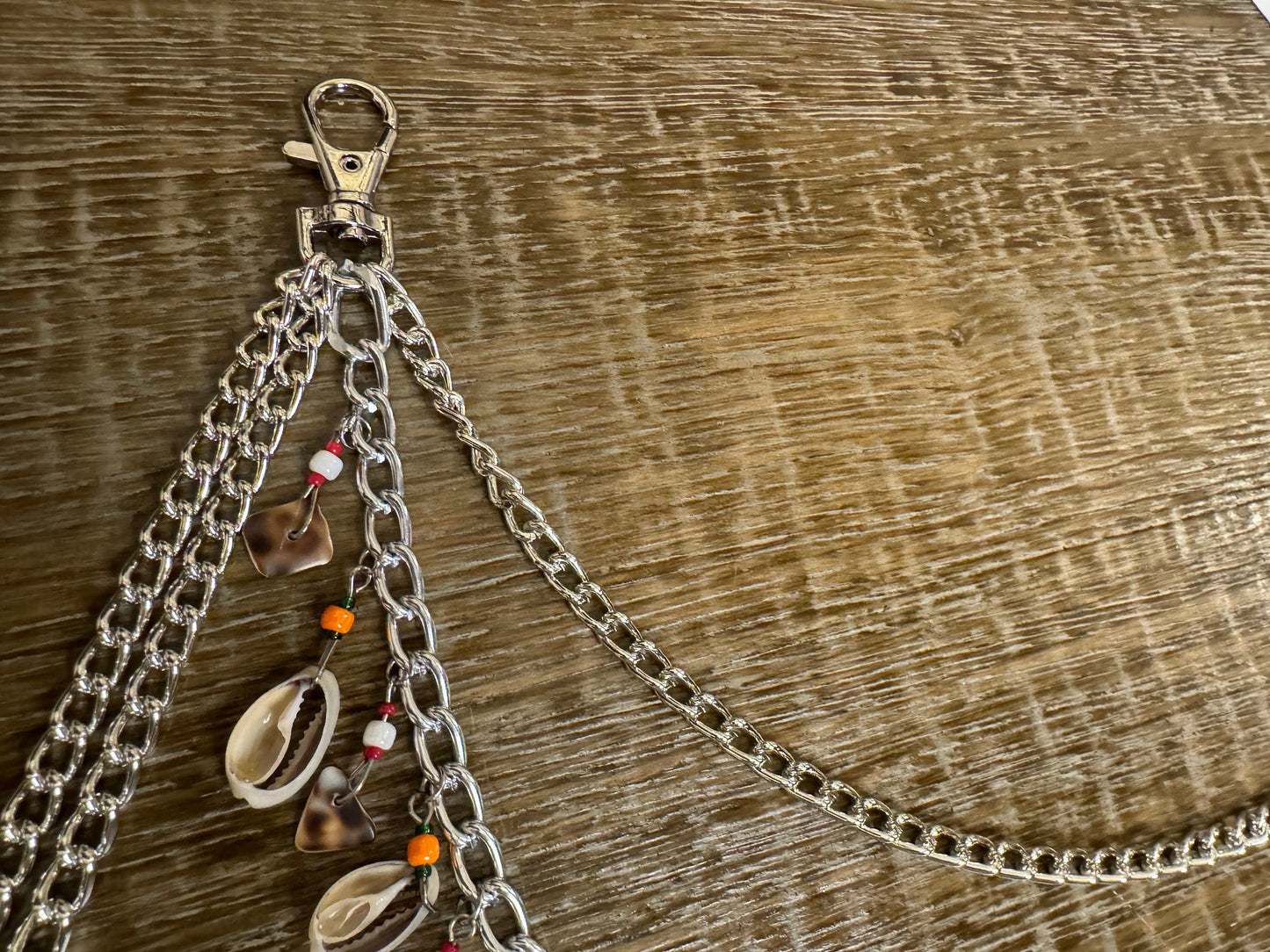 Shell Jeans Chain, Silver Layered Beachwear Chain