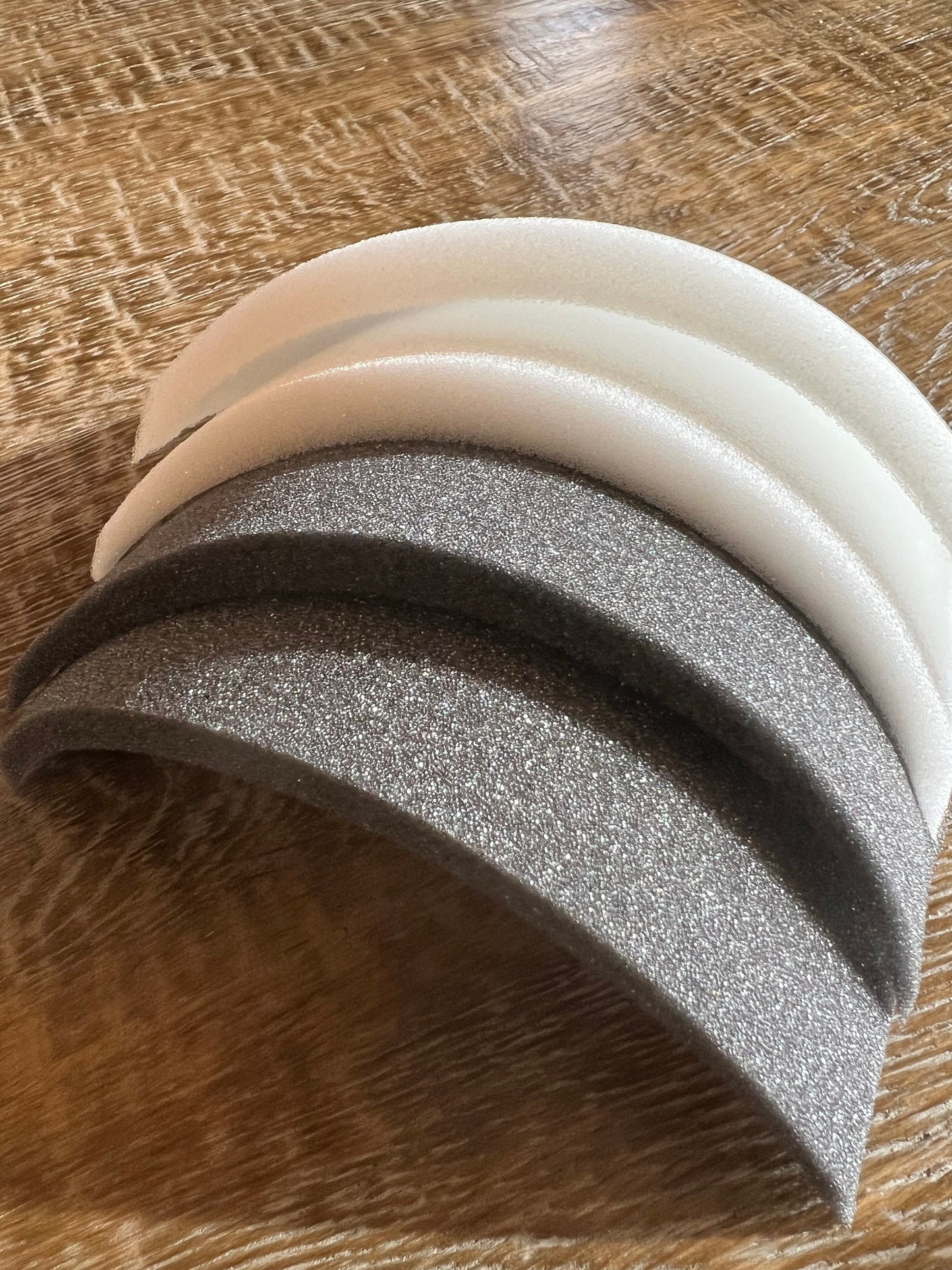 1 pair, Shoulder Pads 1cm, 10mm Grey, Ivory Uncovered Foam Shoulder Pads, can be handcut to create shapes