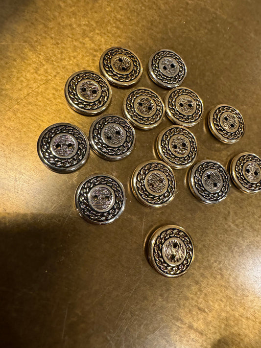 2cm Buttons, 34L Size, Gold, Silver, Chain Detail Buttons, Clothing, Crafts, Furnishings, Dolls