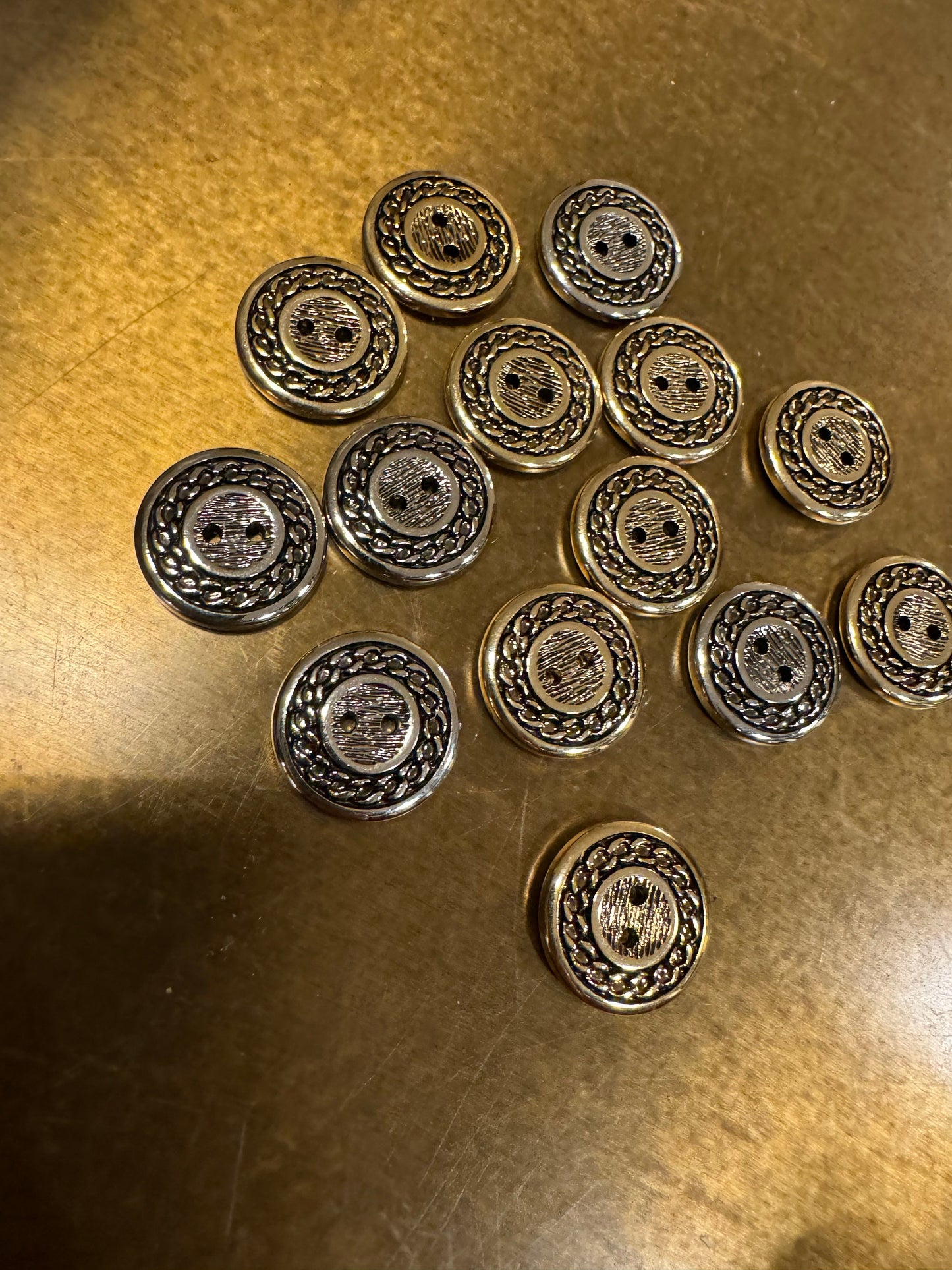 2cm Buttons, 34L Size, Gold, Silver, Chain Detail Buttons, Clothing, Crafts, Furnishings, Dolls