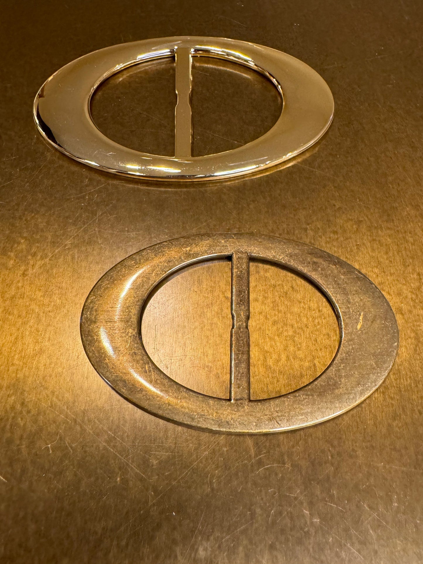 Oval Belt Buckles, Light Gold, Antique Brass, ABS Plastic Buckle Slides