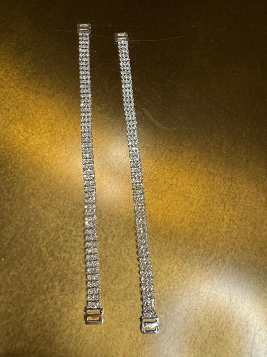 Rhinestone Bra Straps, Detachable 4 Row Diamanté Bra Straps, Silver Colour Rhinestone Bra Strap Replacement, 22.5cm Long, 11” Long