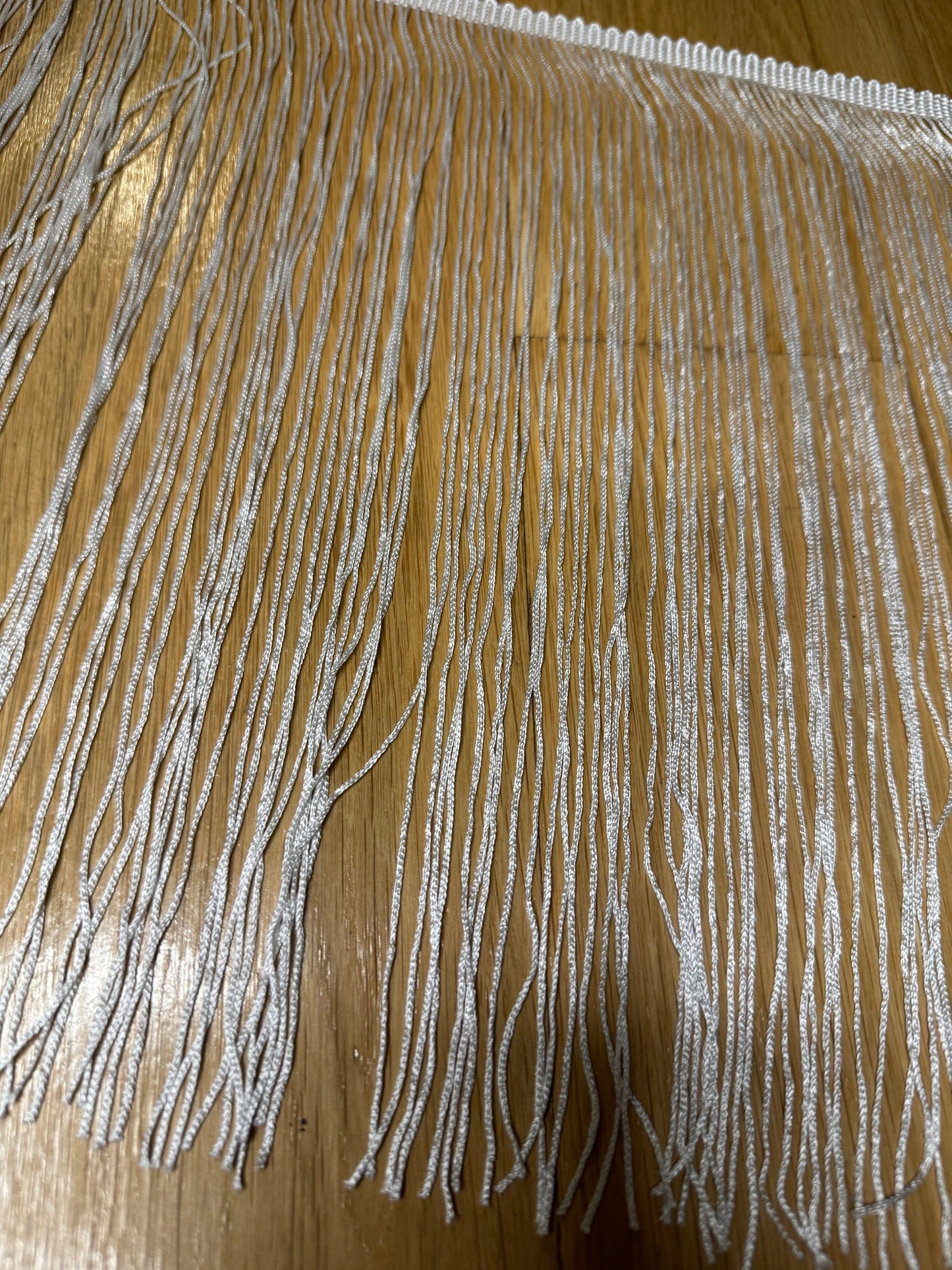 White 12” Fringe Trim, Elegant Furnishing Fringe, UK Made