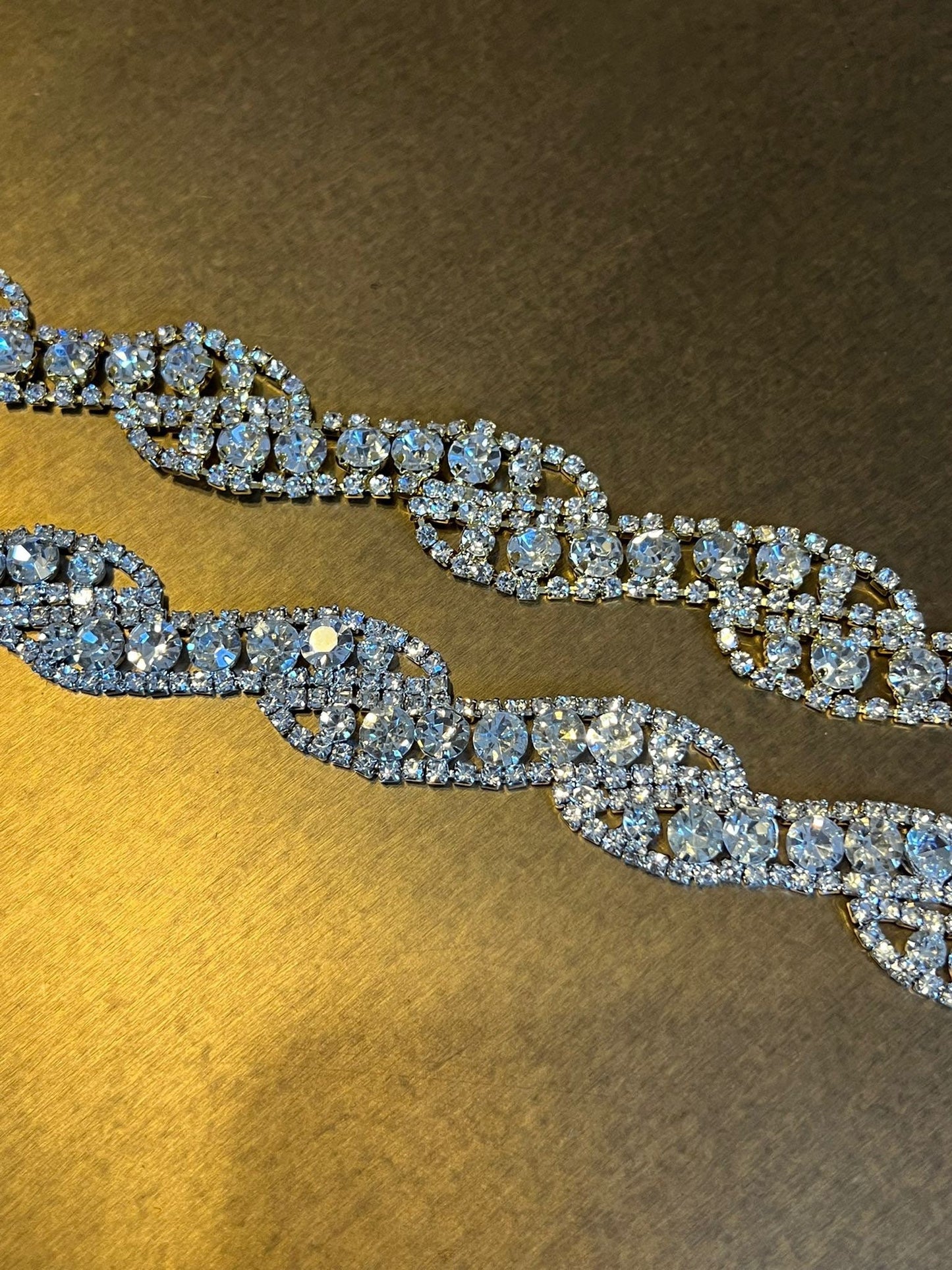 Handmade Rhinestone Chain Trimming, Silver or Gold, 2cm Wide