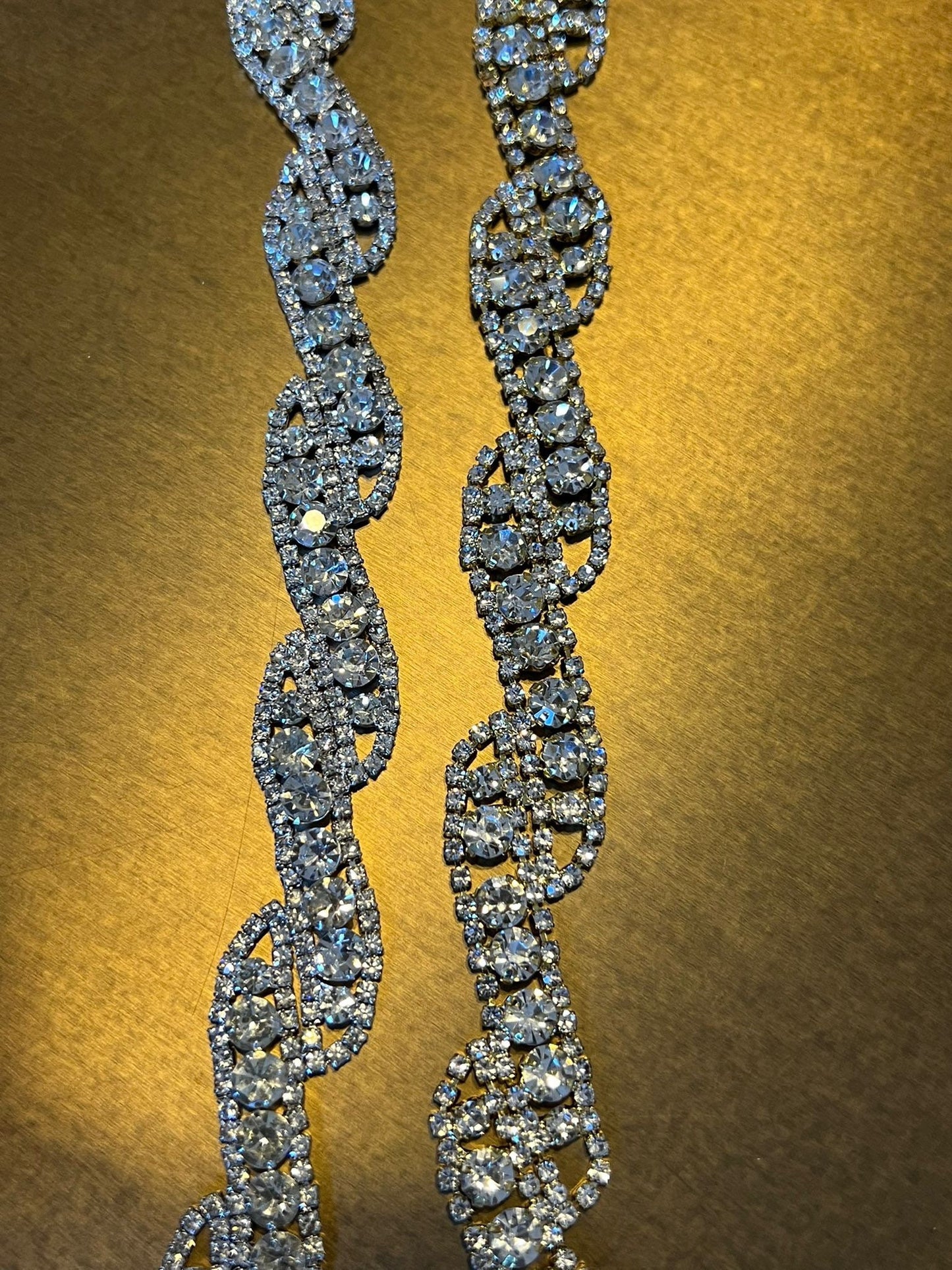 Handmade Rhinestone Chain Trimming, Silver or Gold, 2cm Wide