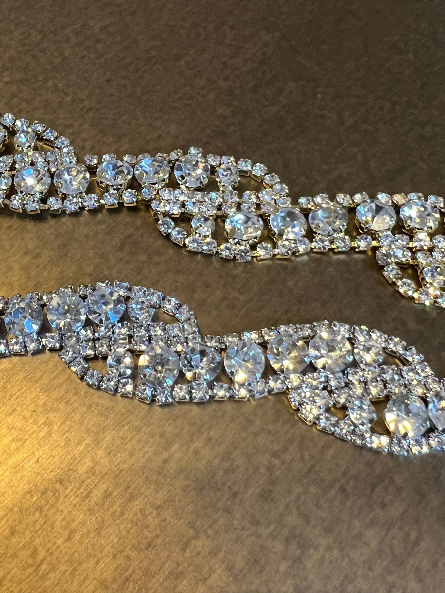 Handmade Rhinestone Chain Trimming, Silver or Gold, 2cm Wide