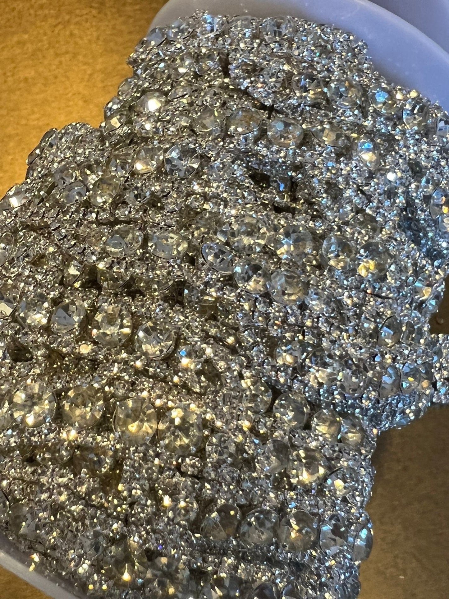 Handmade Rhinestone Chain Trimming, Silver or Gold, 2cm Wide