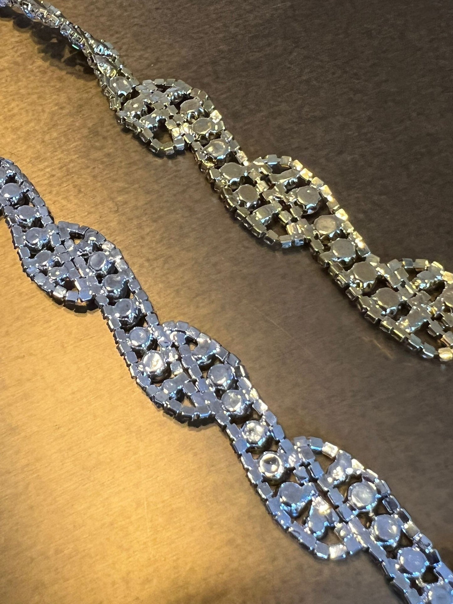 Handmade Rhinestone Chain Trimming, Silver or Gold, 2cm Wide