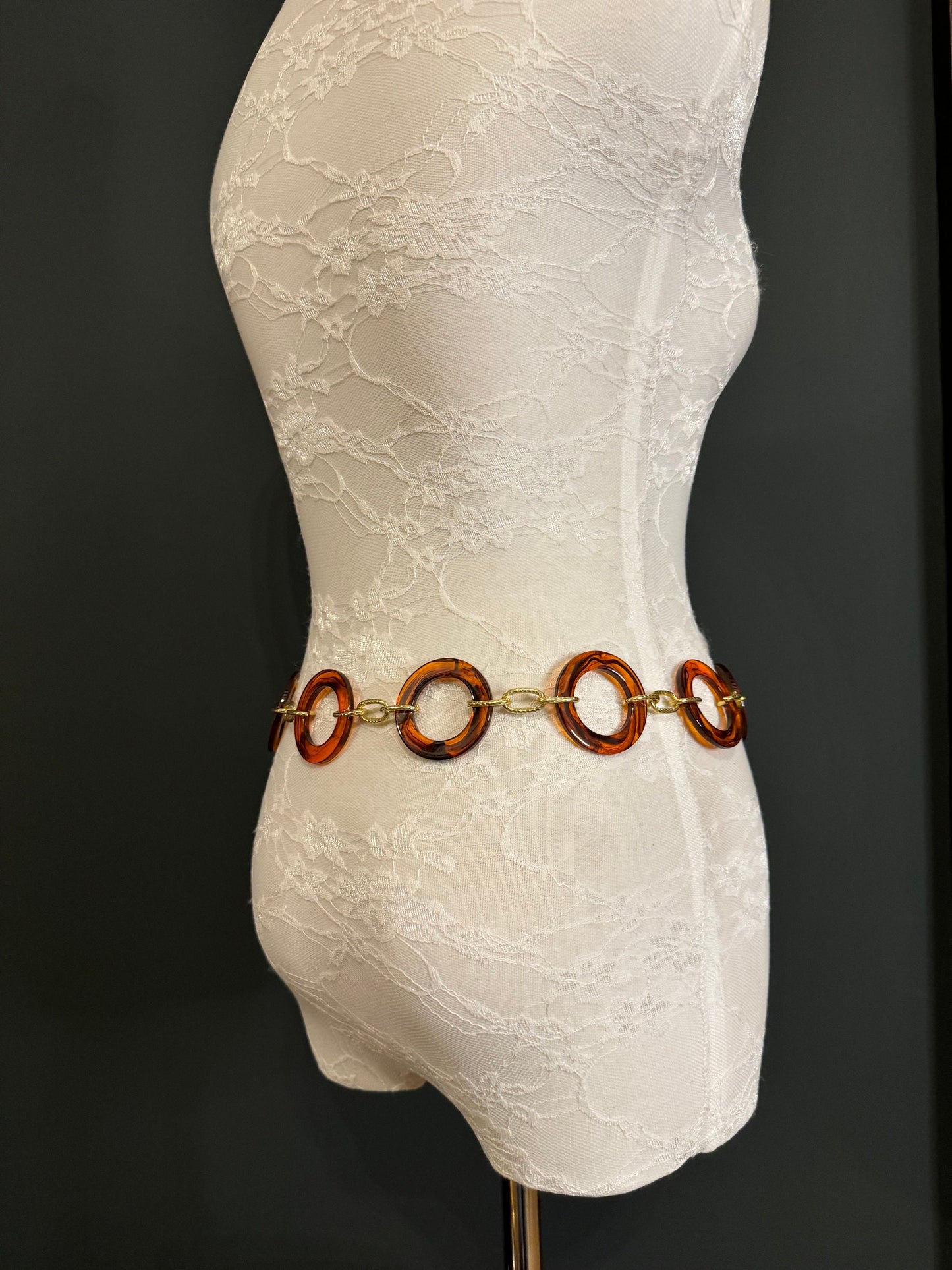 Tortoiseshell Ring Gold Chain Ring Belt – Handmade to Measure 18–60 Inch Waist