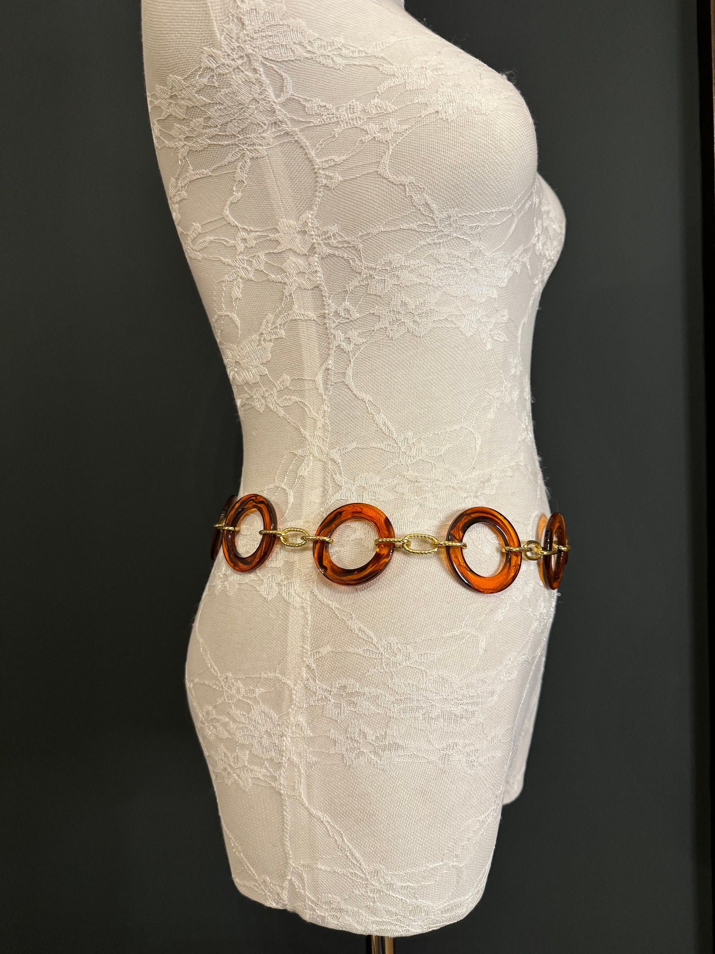 Tortoiseshell Ring Gold Chain Ring Belt – Handmade to Measure 18–60 Inch Waist