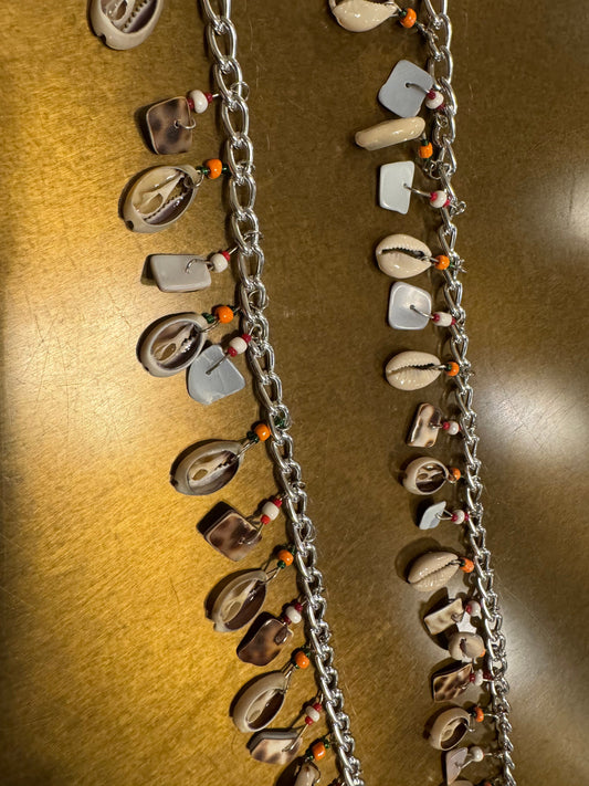 Shell Chain, Chain with Shell Pendants, Silver Metal chain
