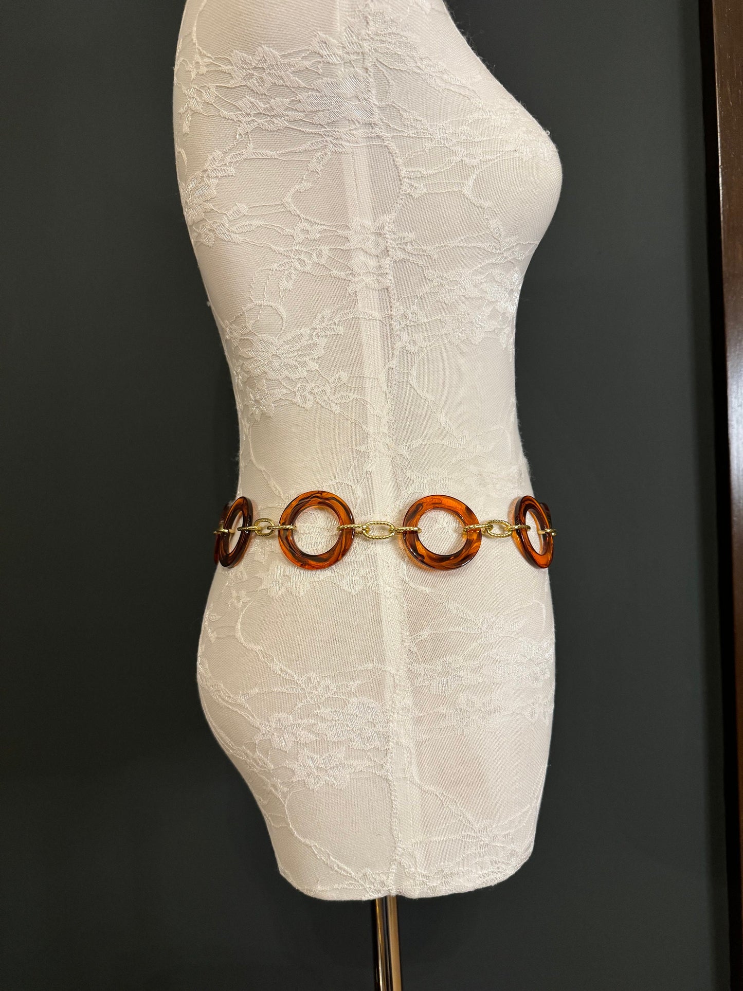 Tortoiseshell Ring Gold Chain Ring Belt – Handmade to Measure 18–60 Inch Waist