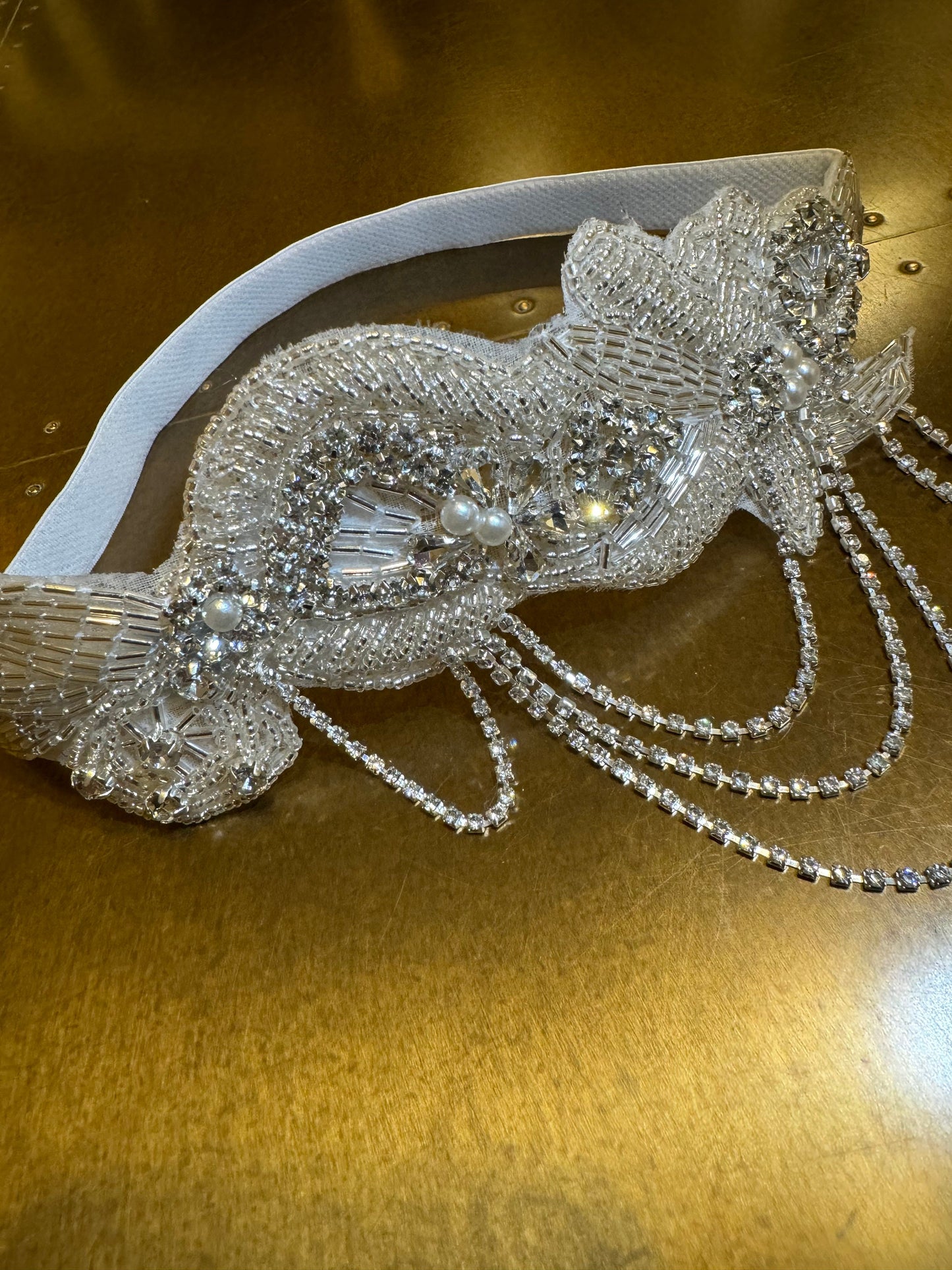 Glamorous Diamanté  Rhinestone Headpiece, Beaded Gatsby Headpiece, Costume, Party, Elastic Headband, Wedding Bridal