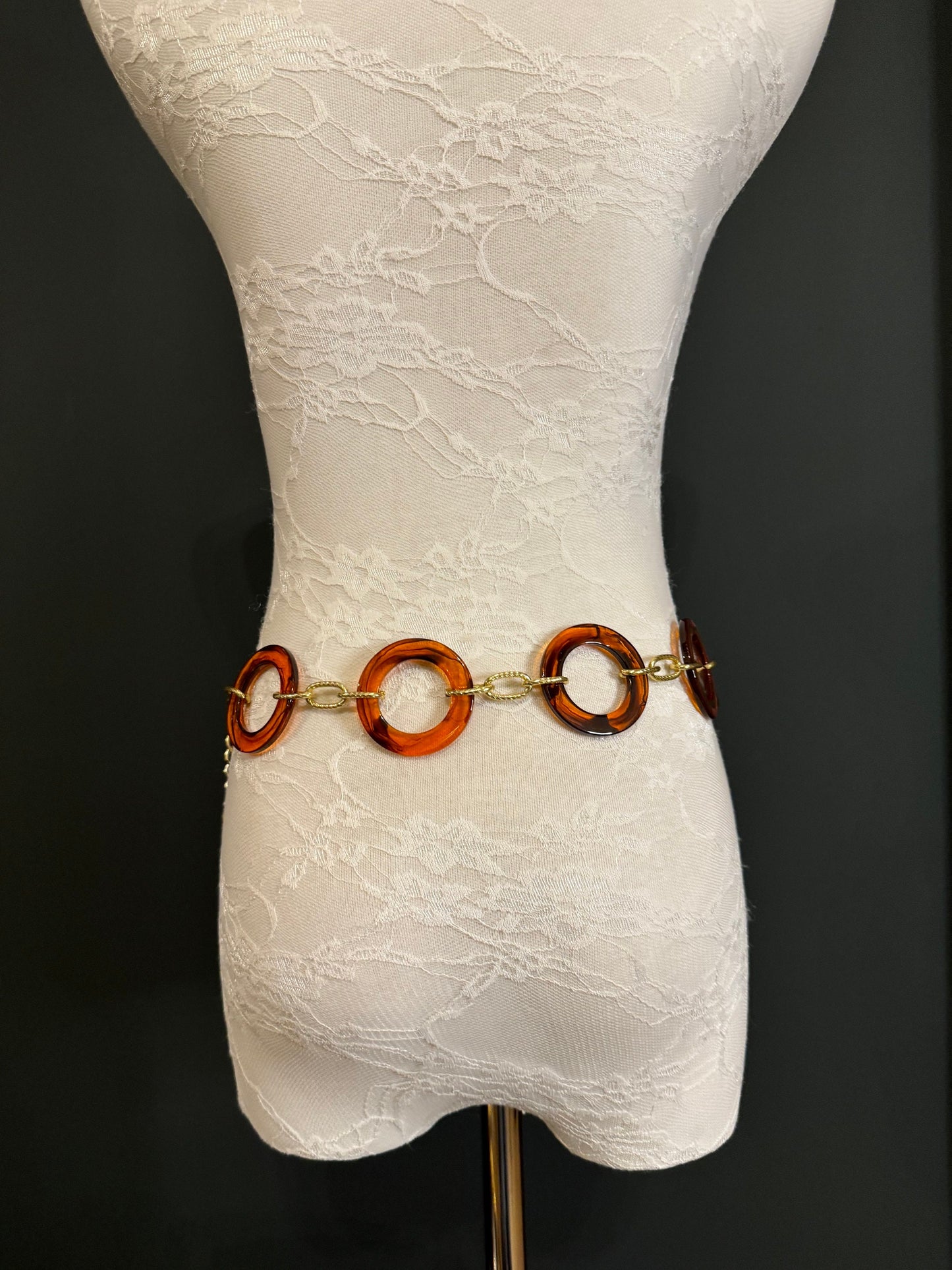 Tortoiseshell Ring Gold Chain Ring Belt – Handmade to Measure 18–60 Inch Waist
