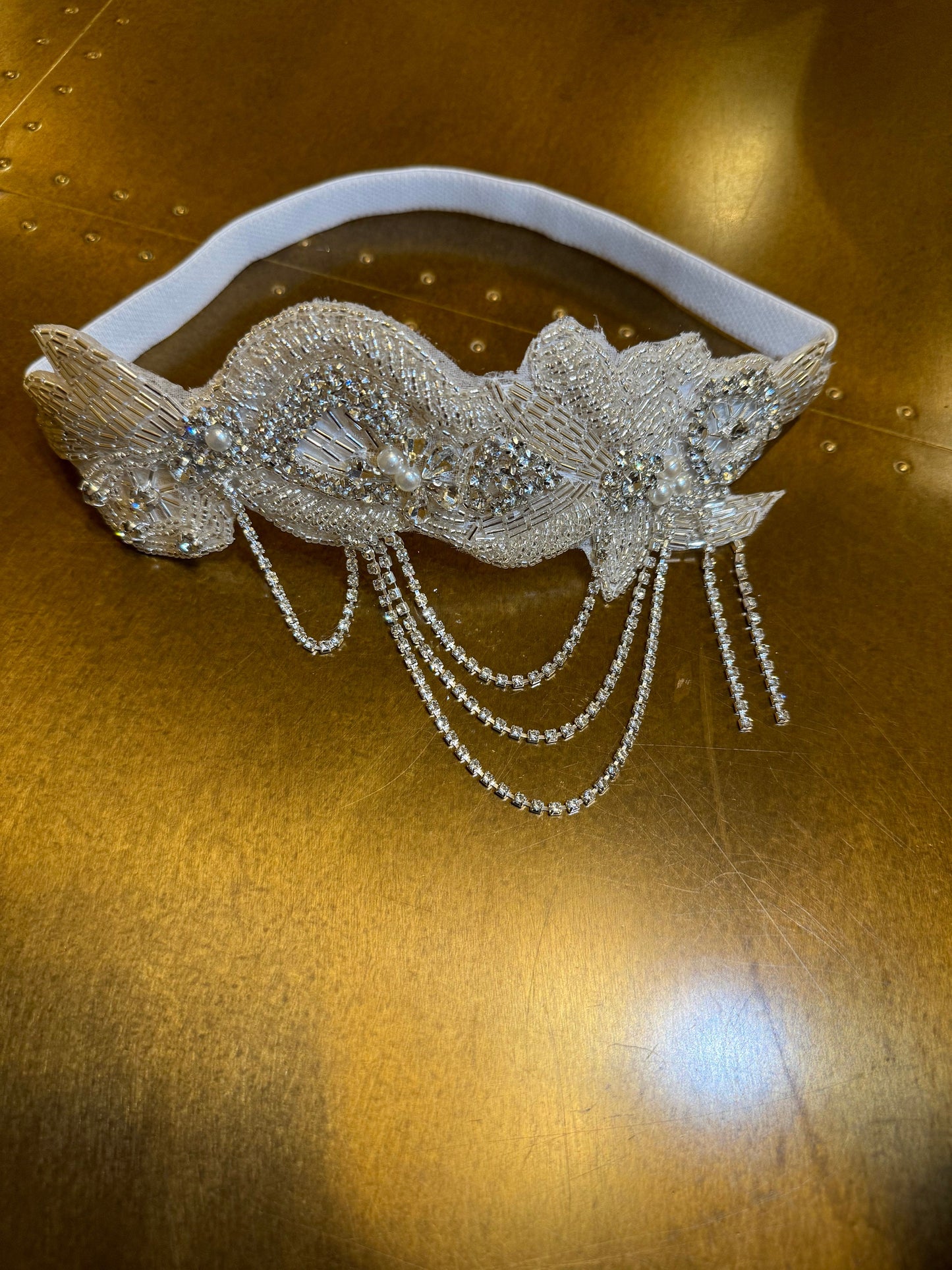 Glamorous Diamanté  Rhinestone Headpiece, Beaded Gatsby Headpiece, Costume, Party, Elastic Headband, Wedding Bridal