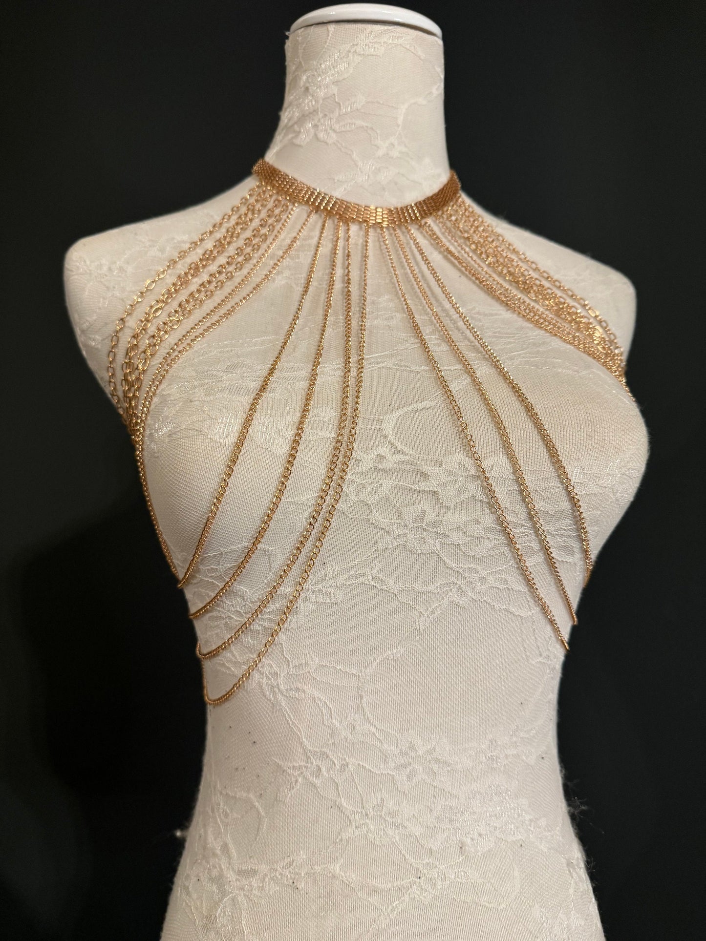 Body Chain, Festival Body Chain, Party, Gift, Swimwear, Elegant Body Chain, Gold, Handmade, Choker Body Chain, Festival