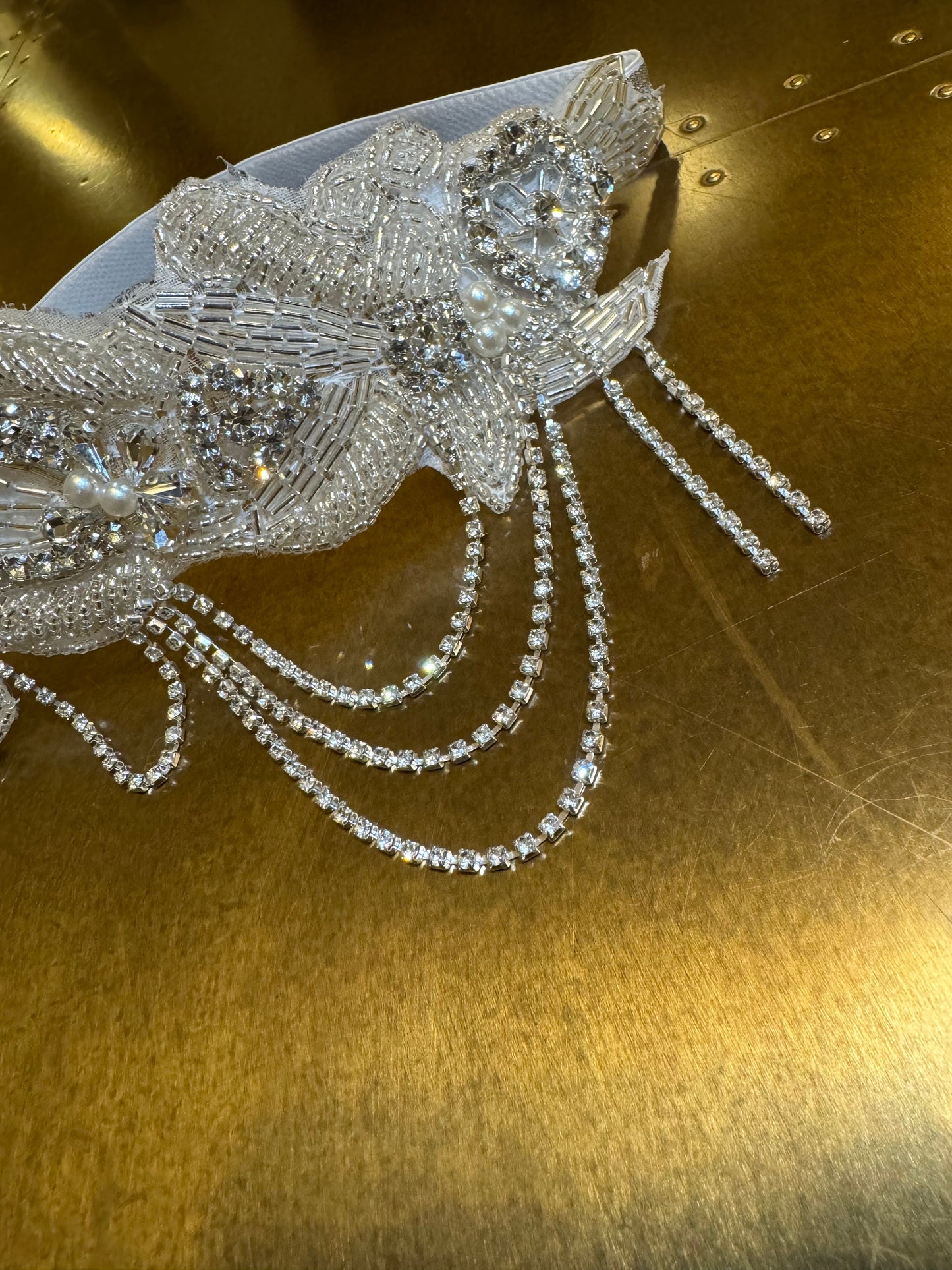 Glamorous Diamanté  Rhinestone Headpiece, Beaded Gatsby Headpiece, Costume, Party, Elastic Headband, Wedding Bridal