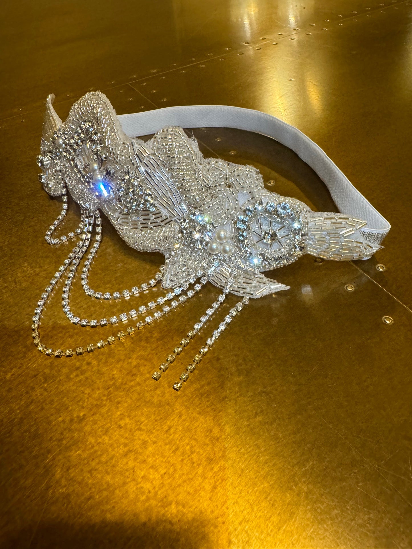 Glamorous Diamanté  Rhinestone Headpiece, Beaded Gatsby Headpiece, Costume, Party, Elastic Headband, Wedding Bridal