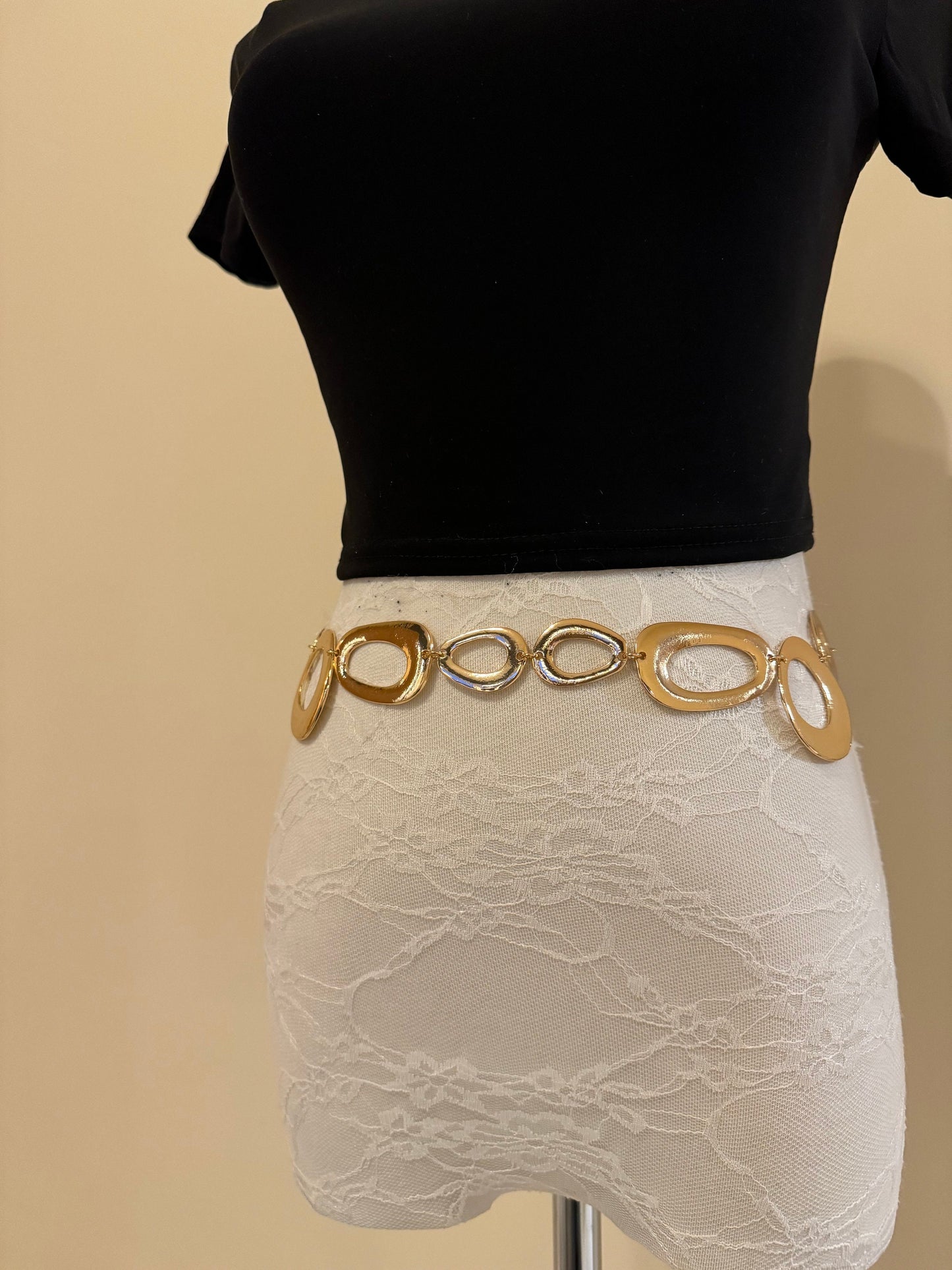 X-long Ring Belt, Gold, Silver, Metal Ring Belt, Teen Sizes, Size 18”-60”, Fan Design, Fan Collection, Gold, Silver Metal,Fashion Accessory