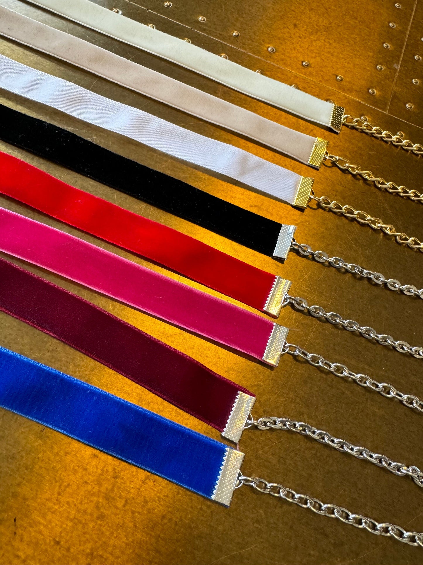 Velvet Choker Necklace, Adjustable Chain