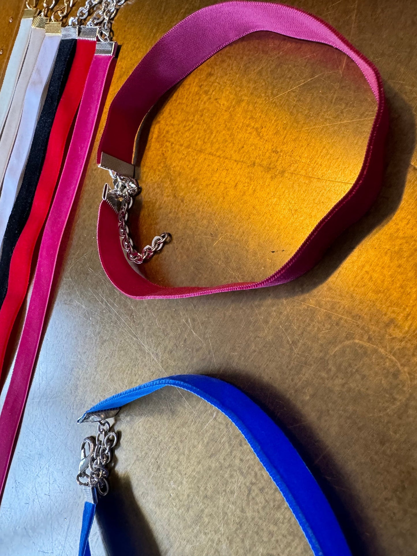 Velvet Choker Necklace, Adjustable Chain
