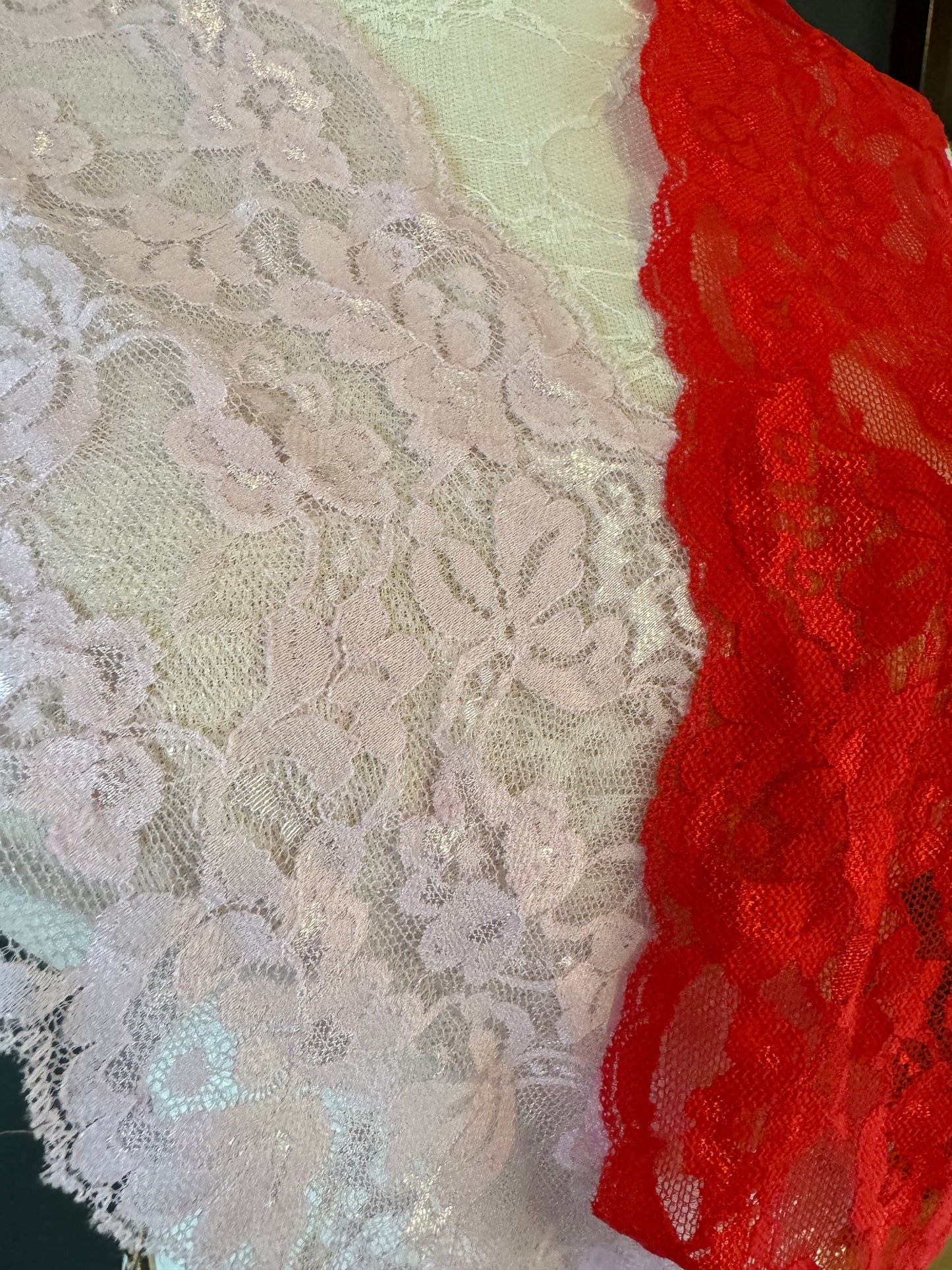 5" Wide Stretch Lace Trim, Pale Pink, Black, Ivory