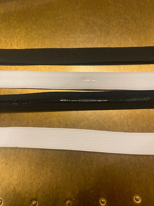 Silicone Grip Elastic 1/2" 12mm - Elastic with Strip of Silicone in Center - Elastic with Non-Slip Silicone Bead Line, Bra Base Elastic