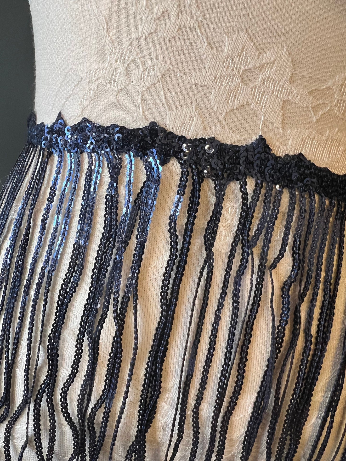 Navy Sequins Fringe, 8" Long, 8 Colours